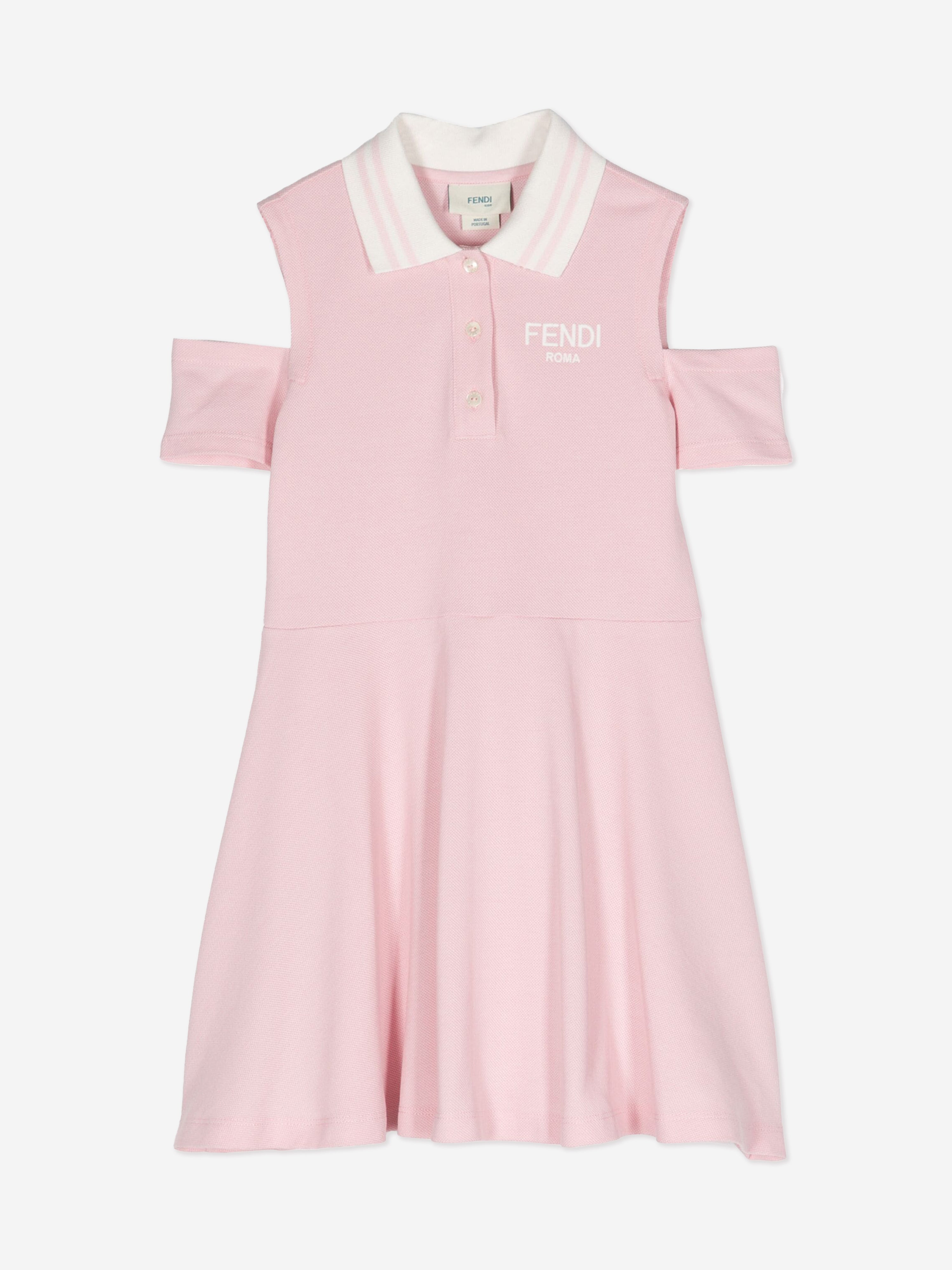 Fendi Girls Logo Polo Dress in Pink