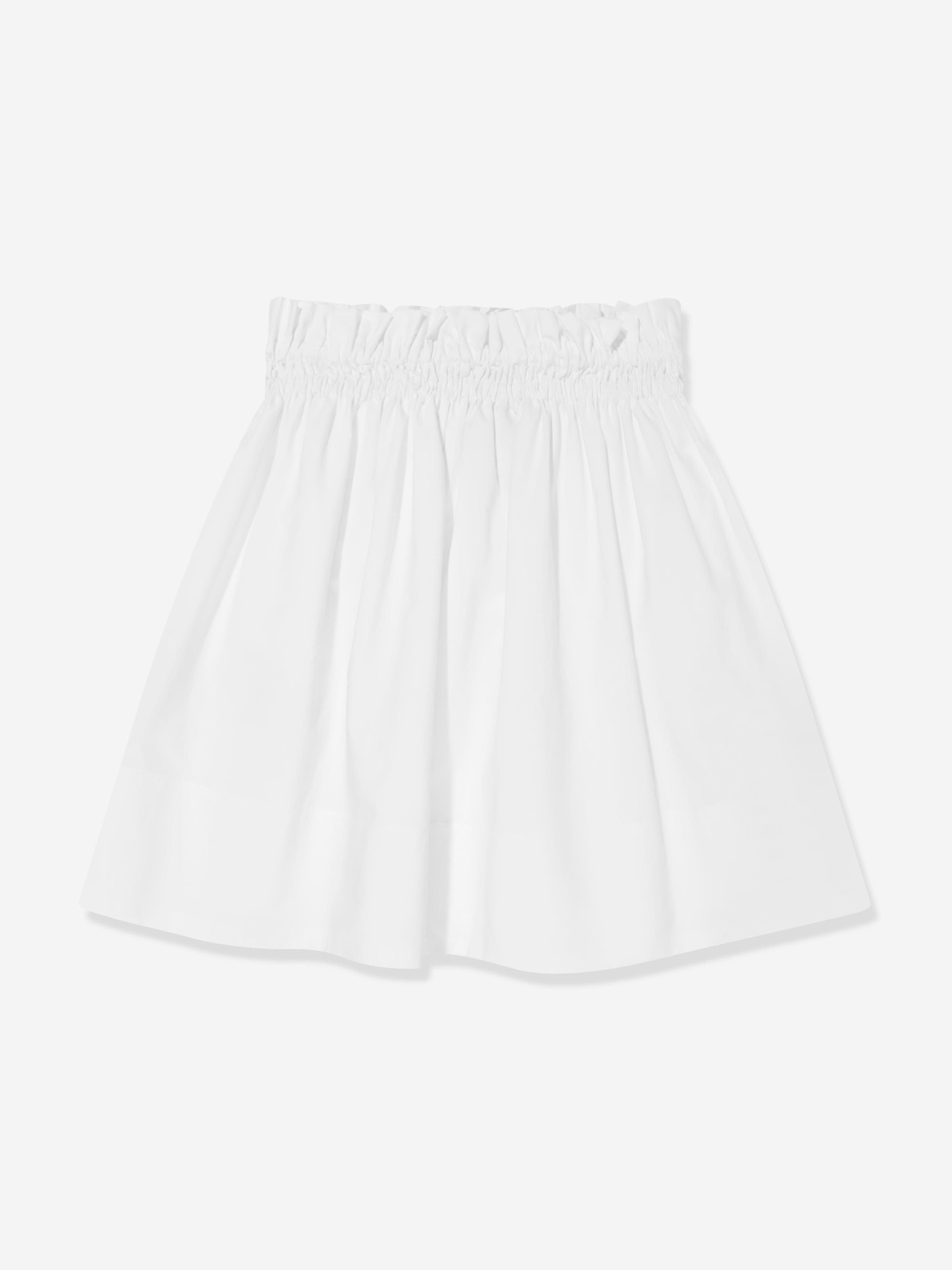 Fendi Girls Cotton Logo Skirt in White