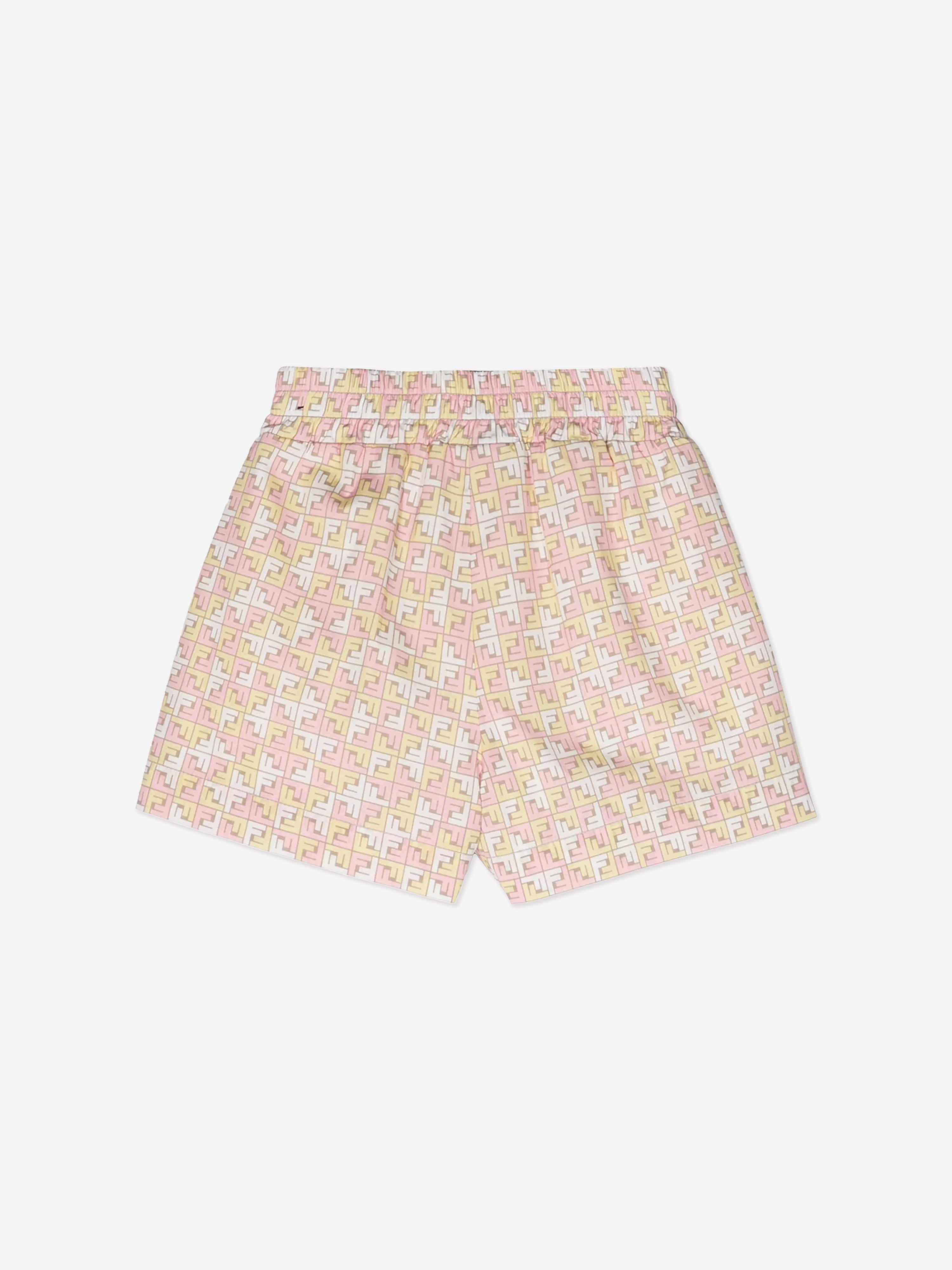 Fendi Girls Micro Logo Shorts in Beige