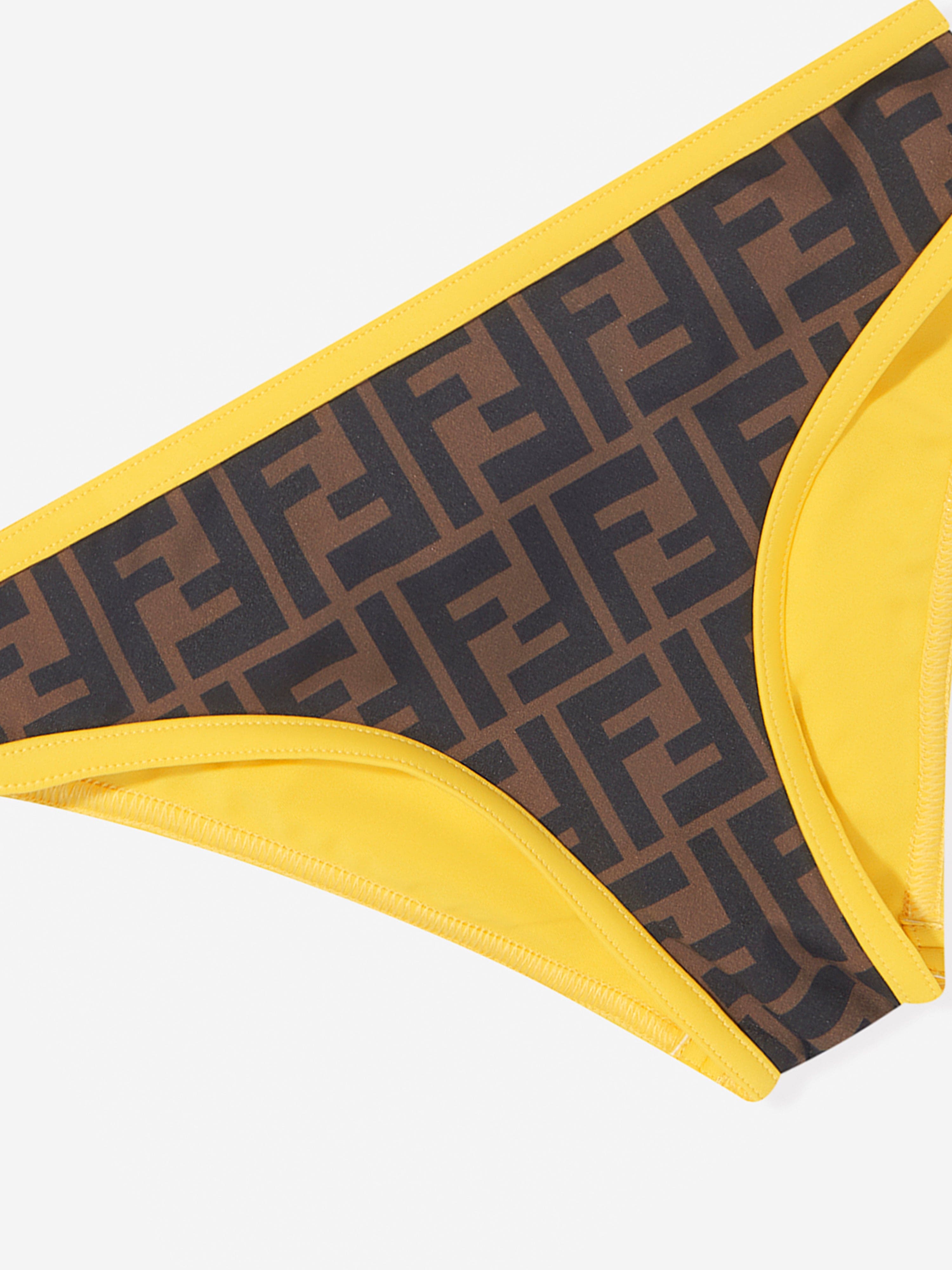 Fendi Girls FF Logo Bikini in Brown