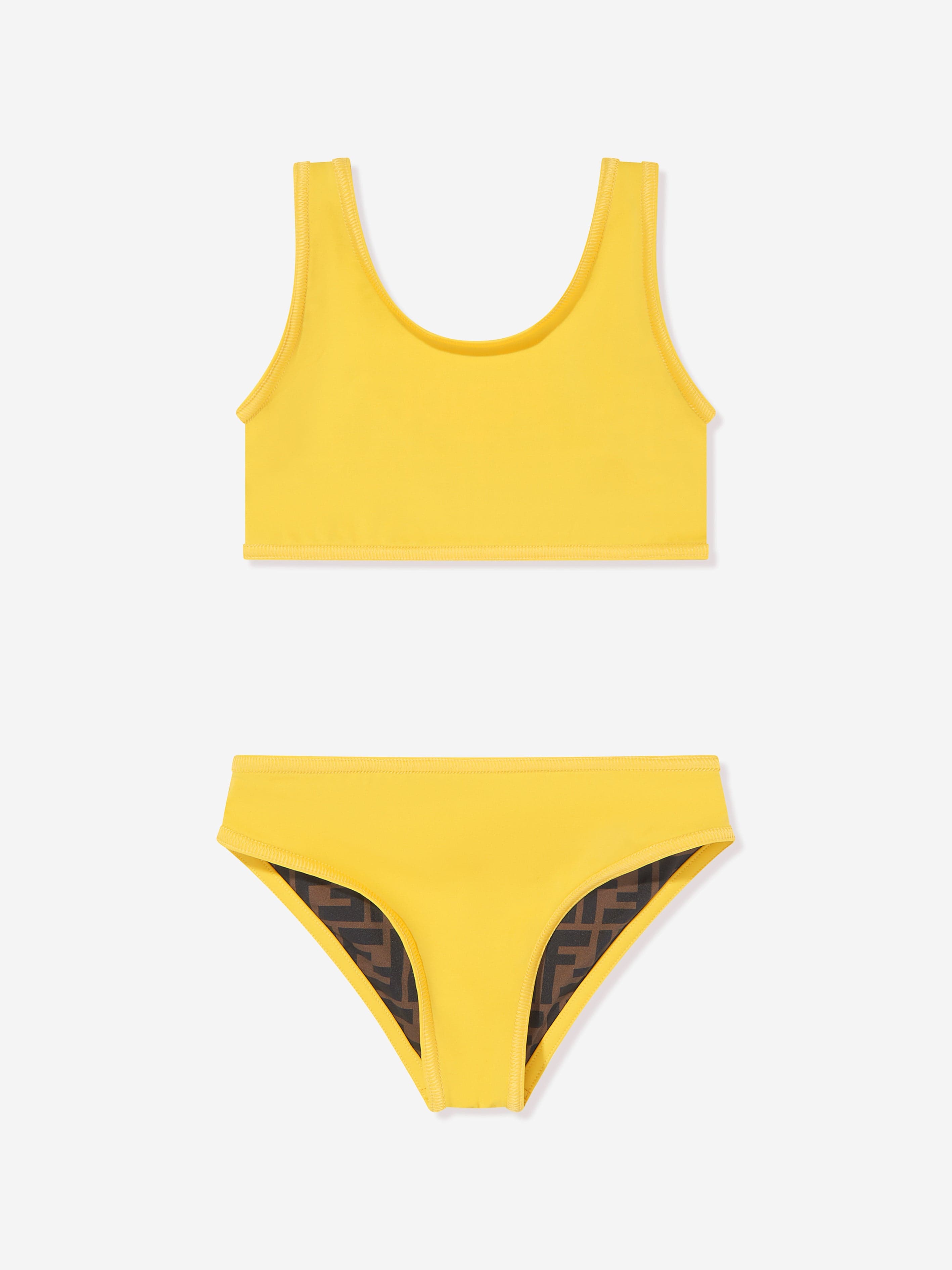 Fendi Girls FF Logo Bikini in Brown