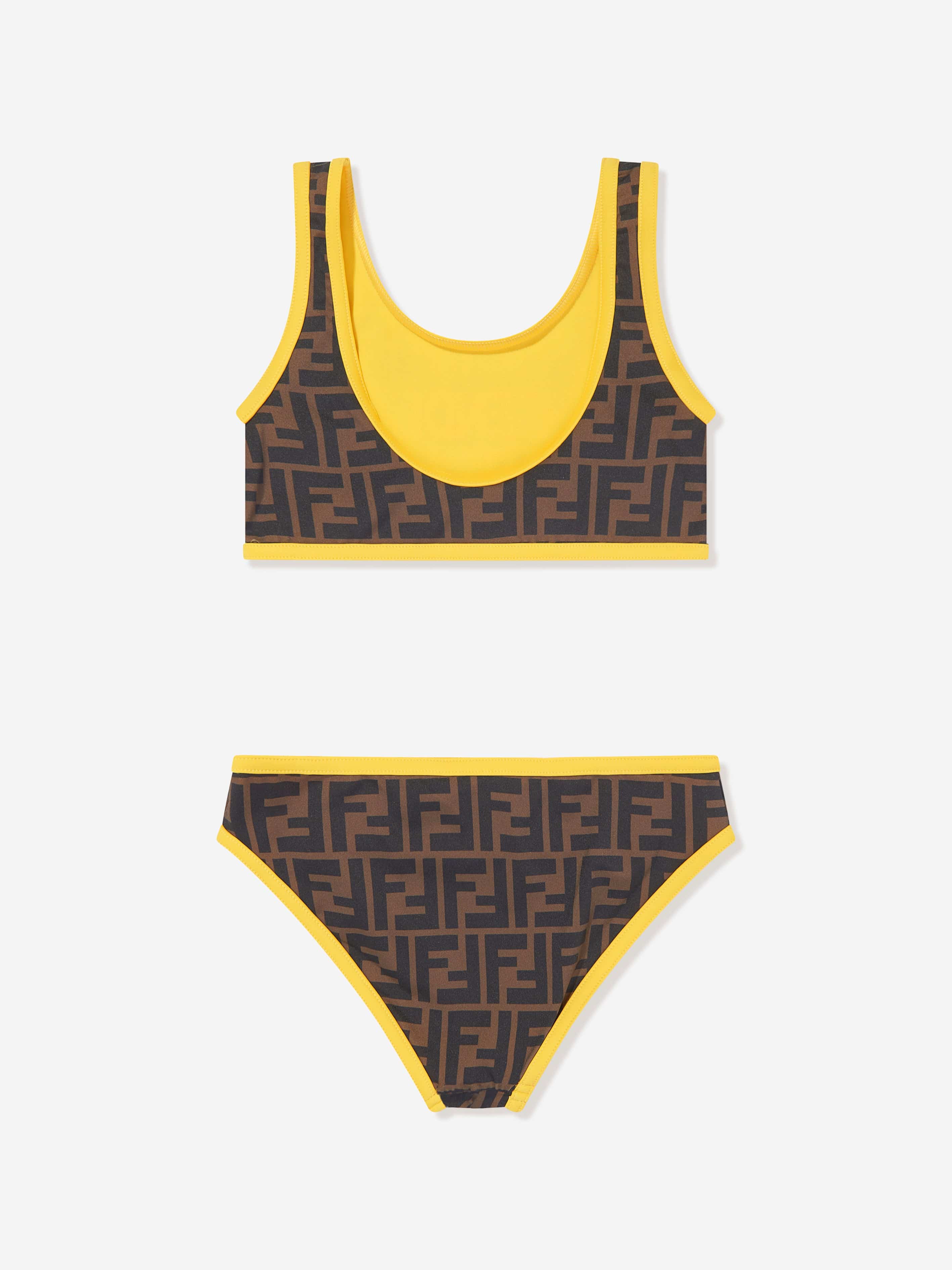 Fendi Girls FF Logo Bikini in Brown