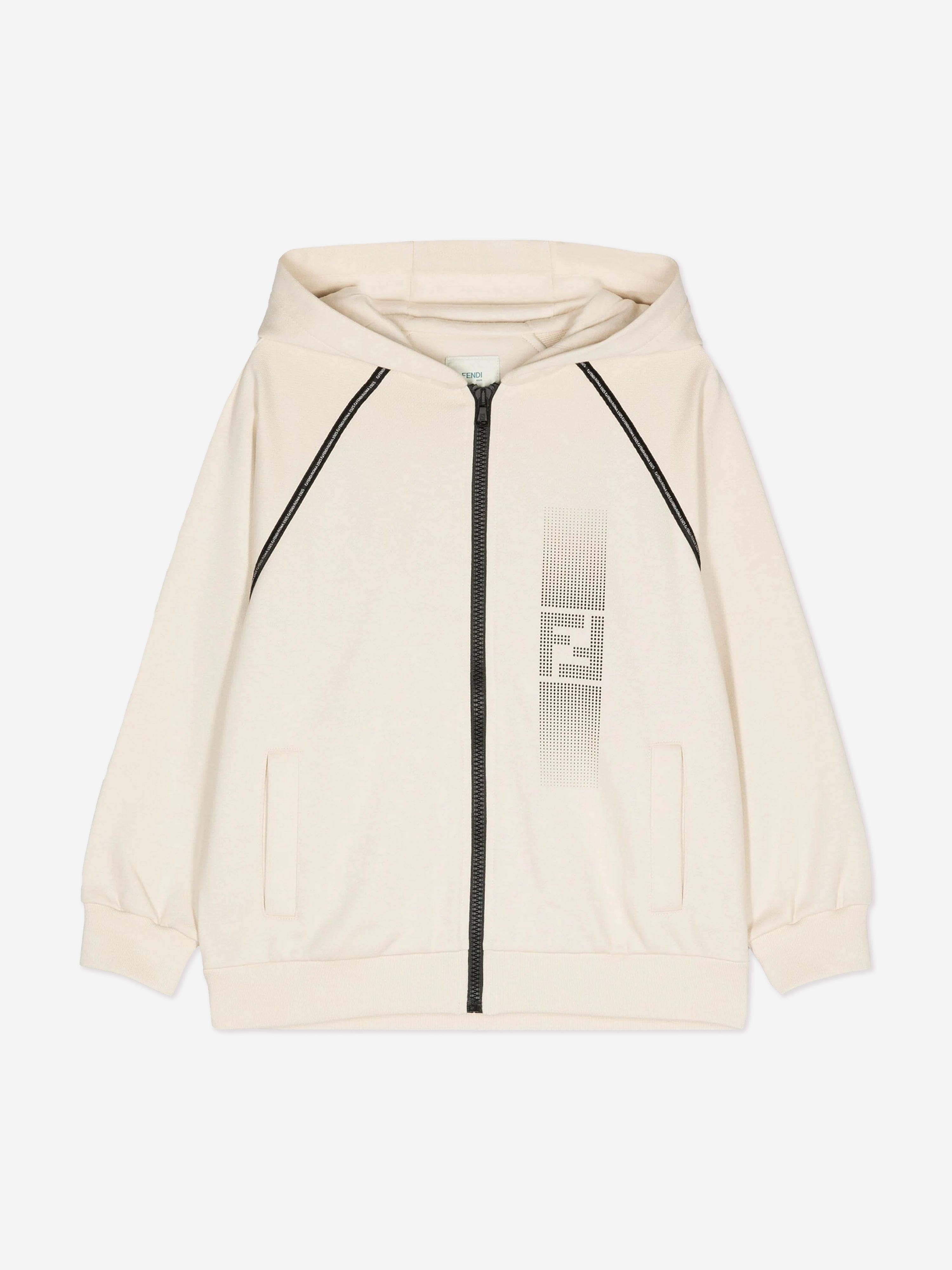 Fendi Boys Logo Zip Up Top in Beige