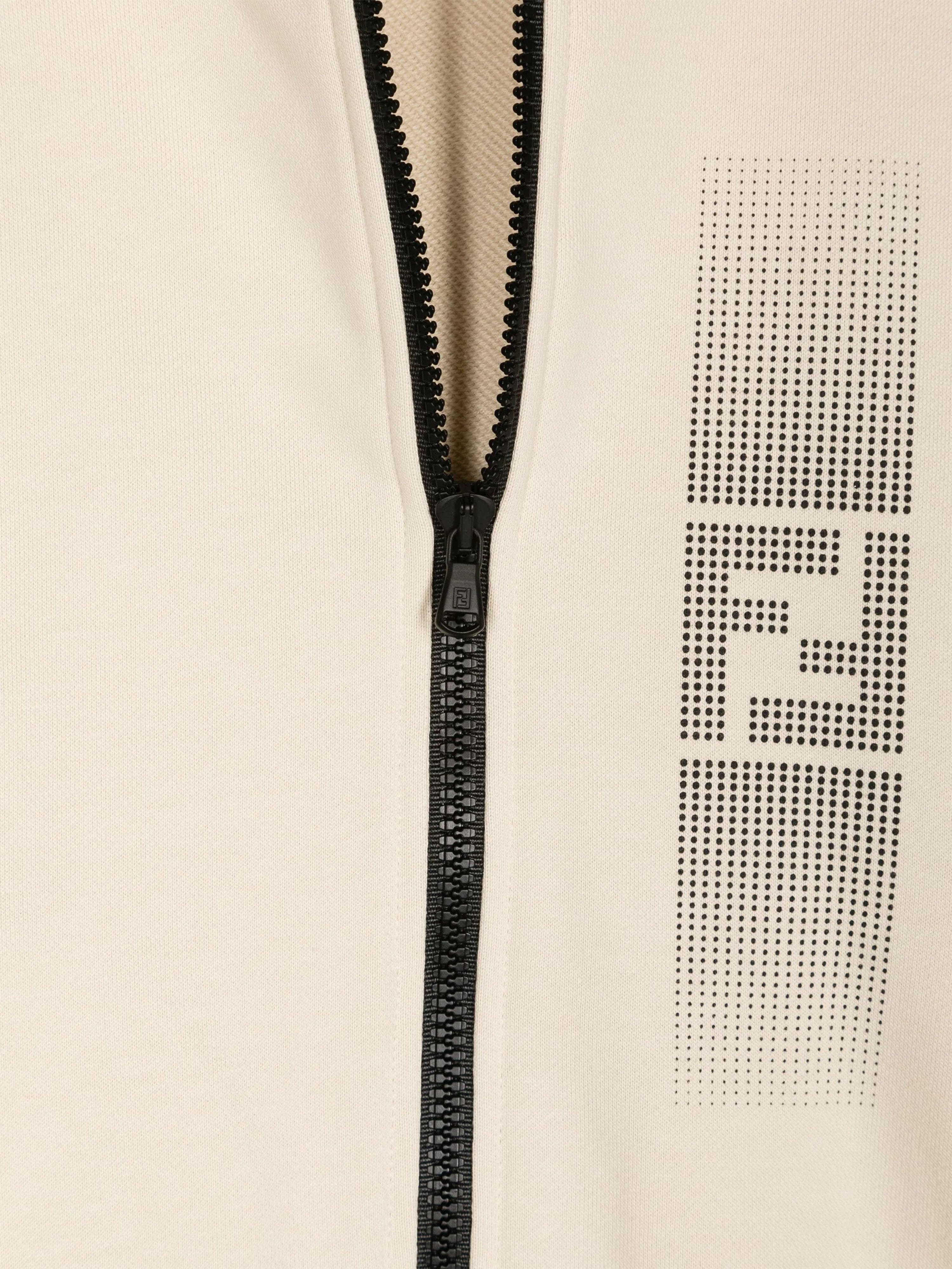 Fendi Boys Logo Zip Up Top in Beige