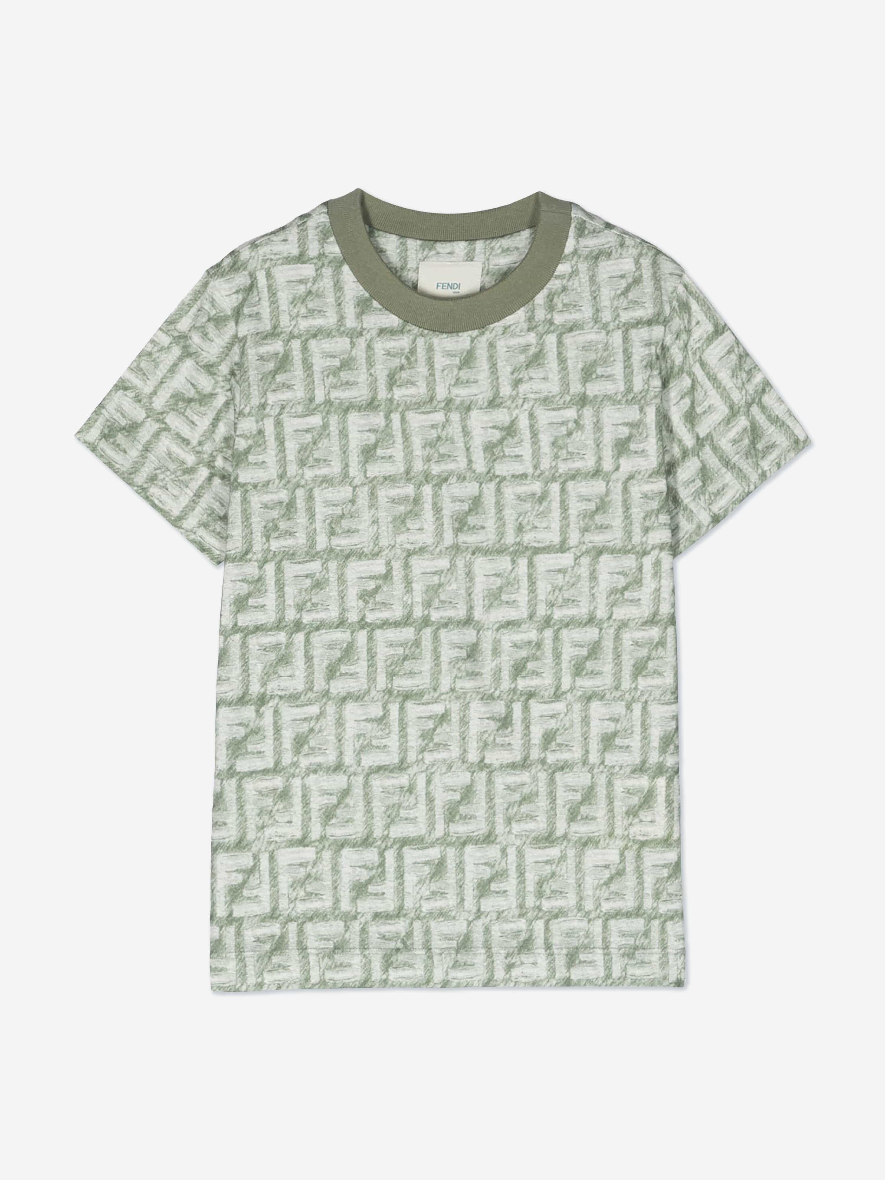 Fendi Boys FF Logo T-Shirt in Green