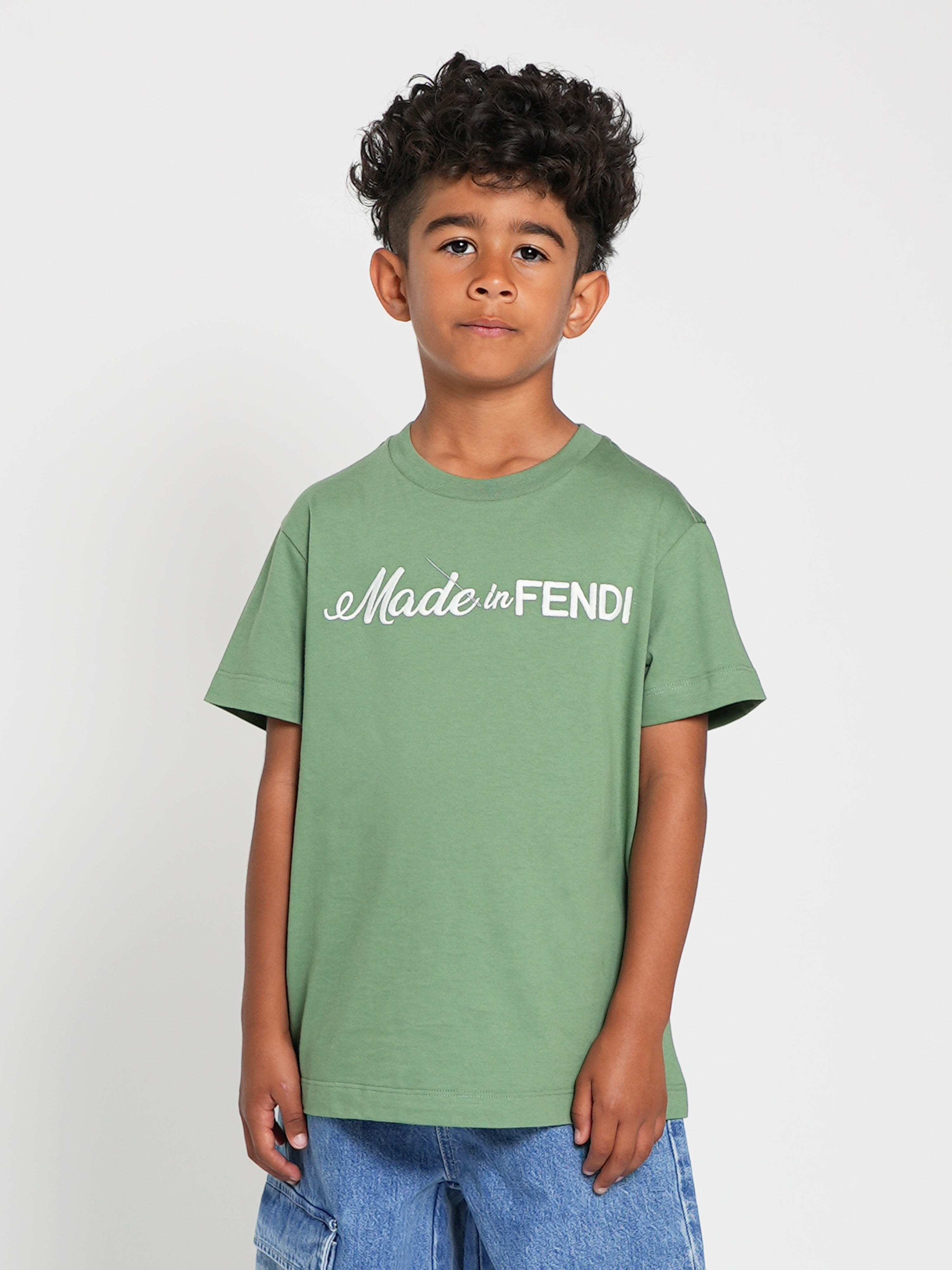 Fendi Kids Logo T-Shirt in Green