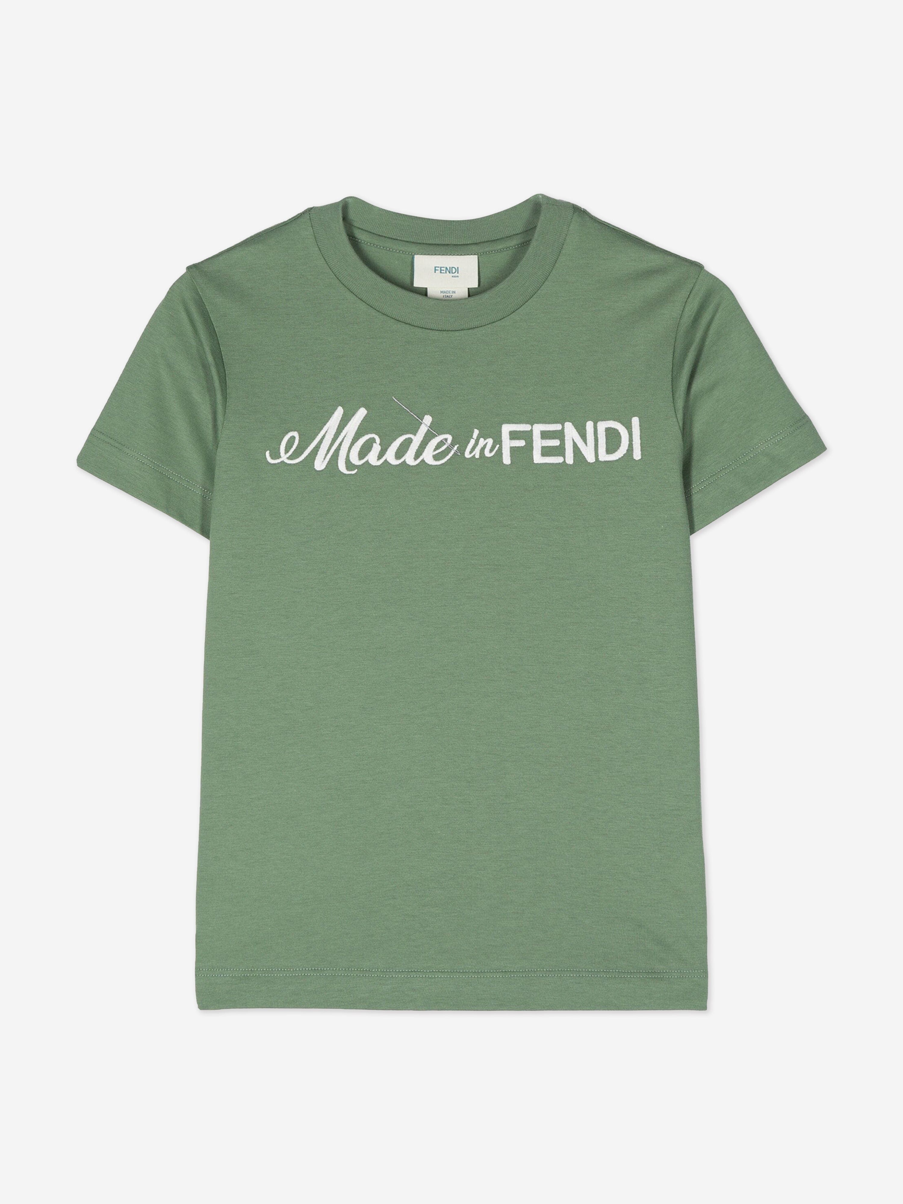 Fendi Kids Logo T-Shirt in Green