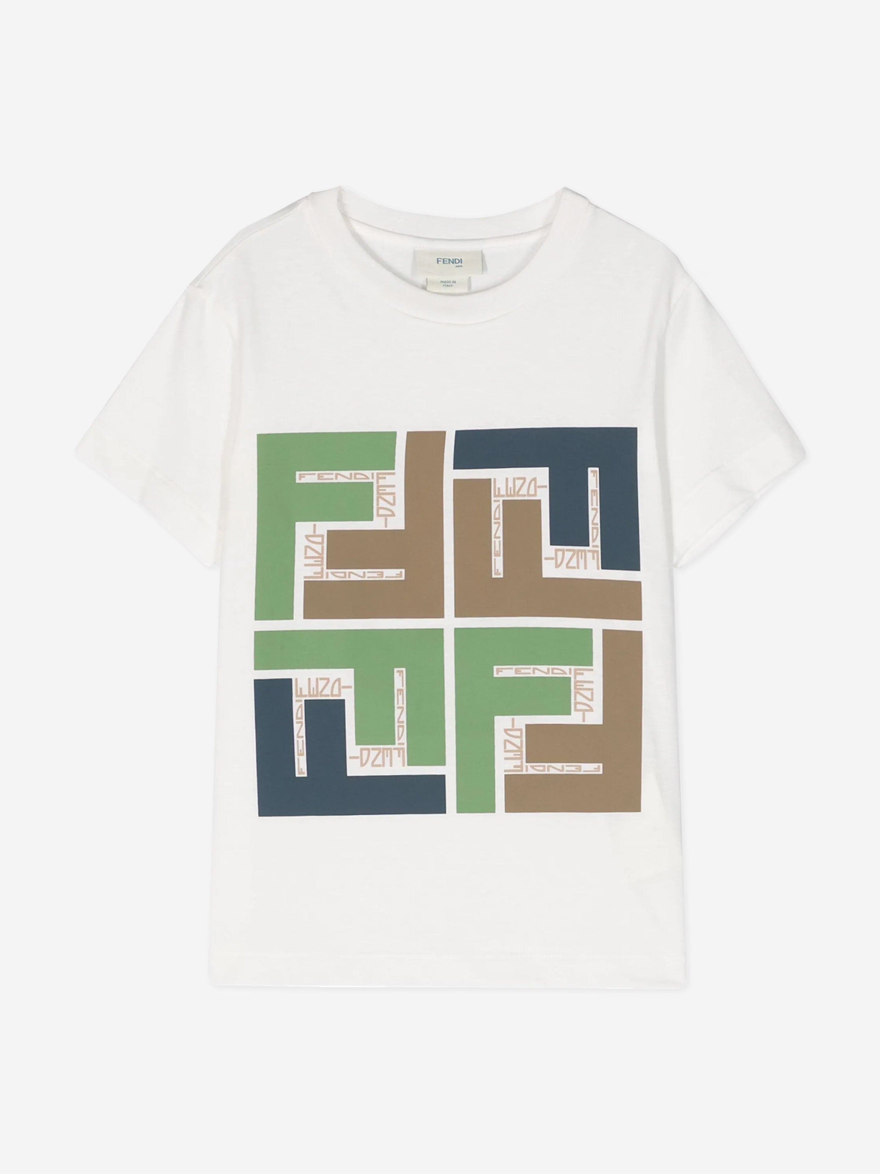 Fendi Kids Logo T-Shirt in White