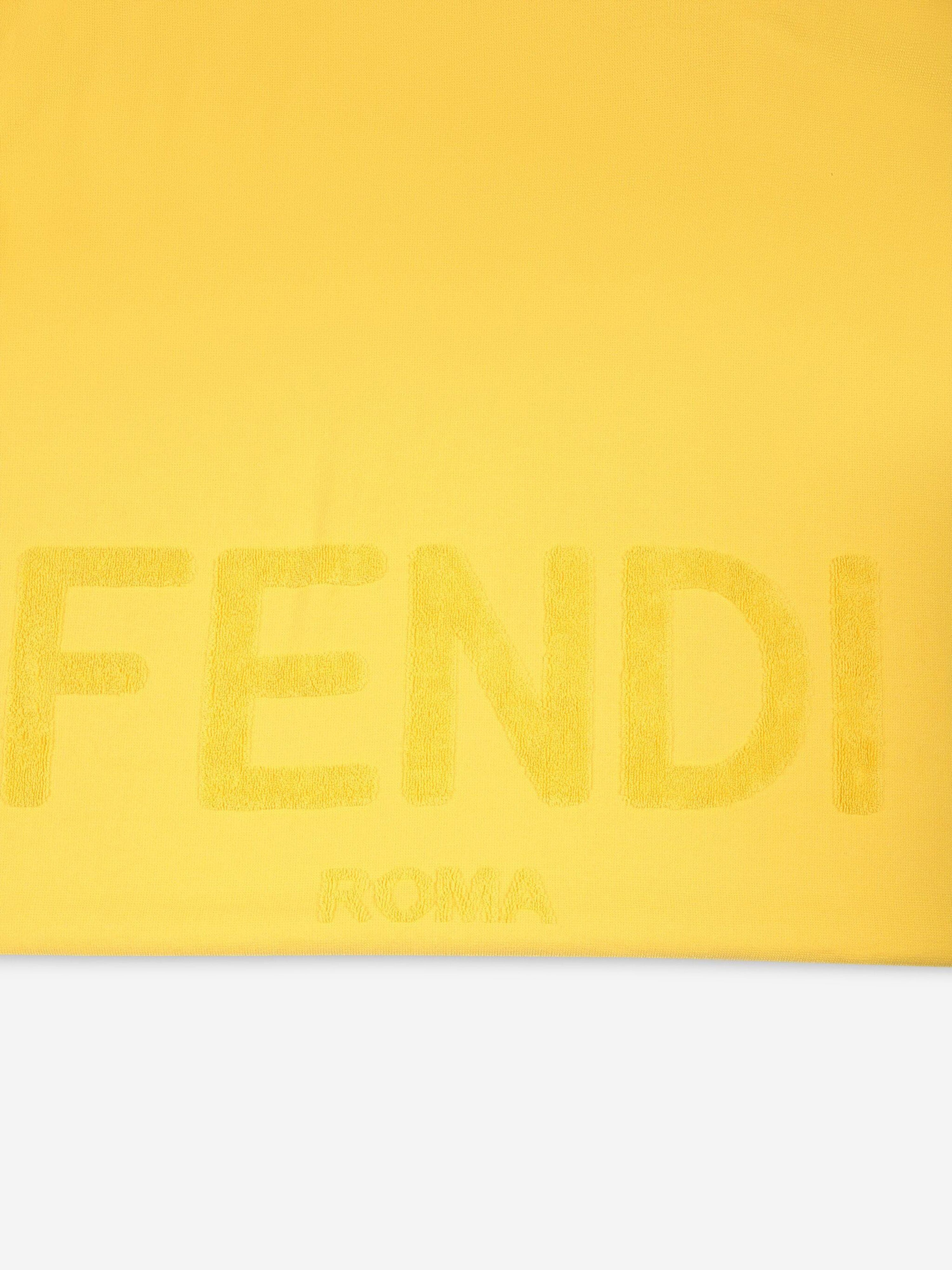 Fendi Kids Roma Terry Beach Towel in Yellow