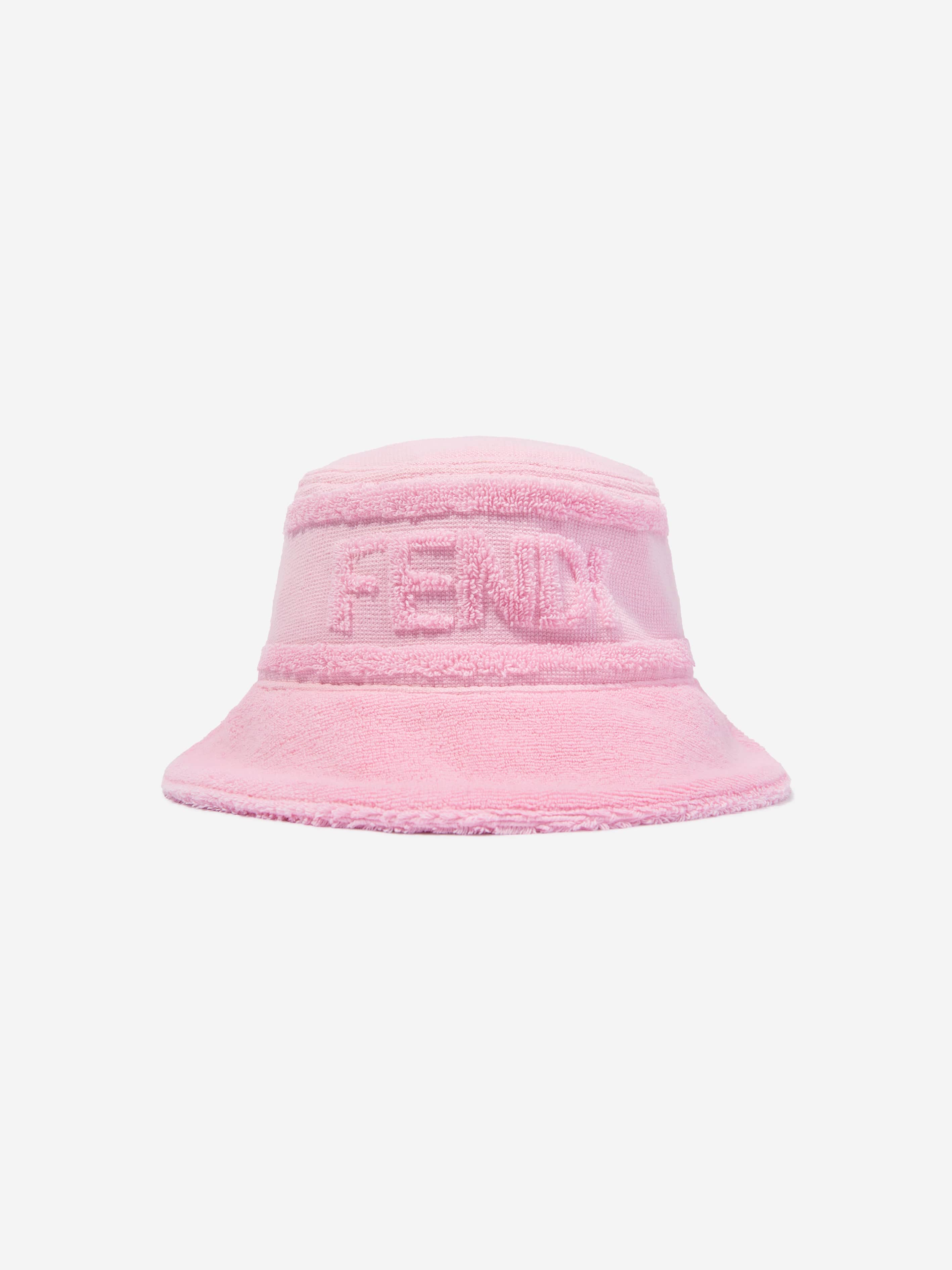 Fendi Girls Logo Bucket Hat in Pink