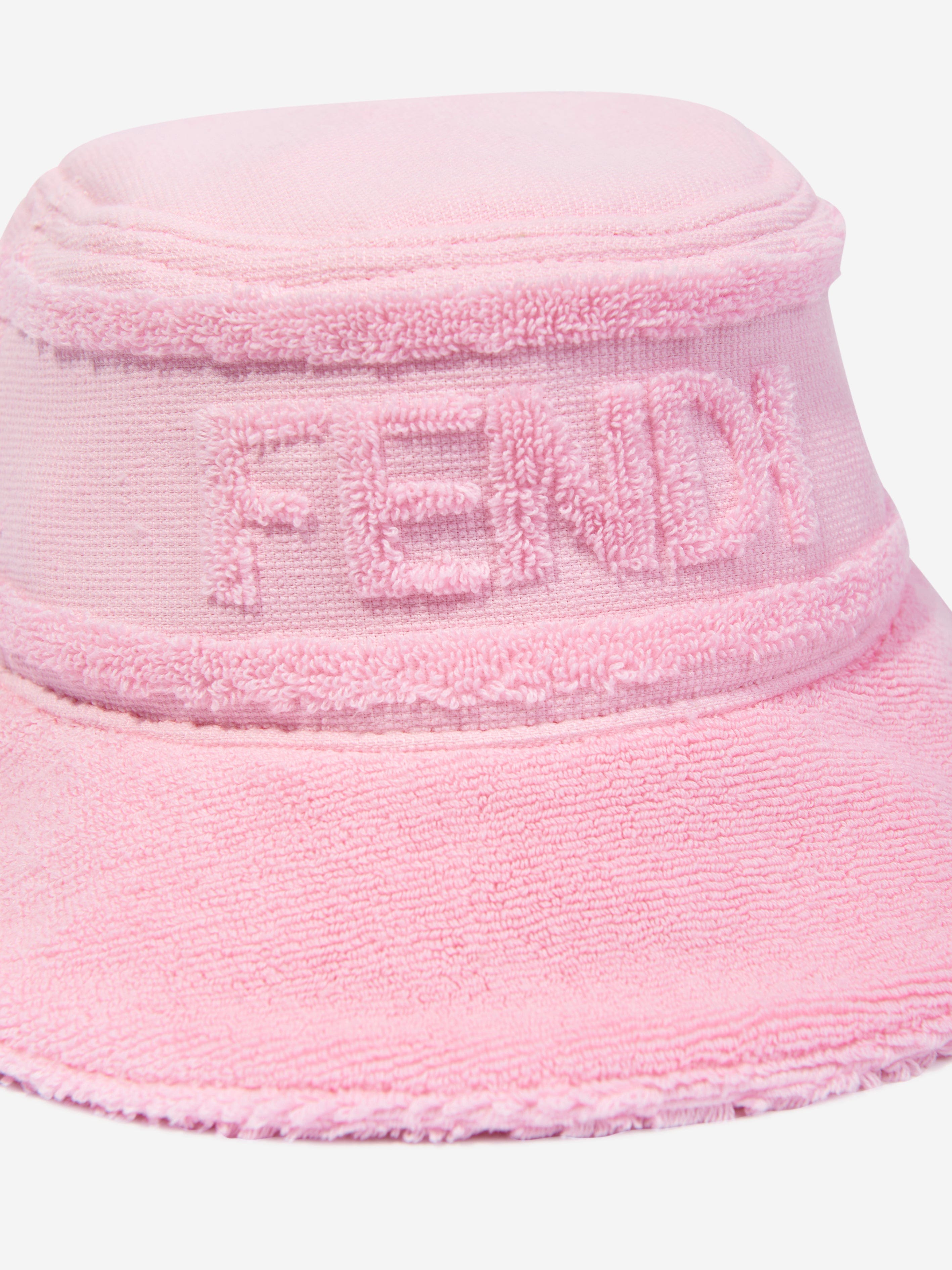 Fendi Girls Logo Bucket Hat in Pink