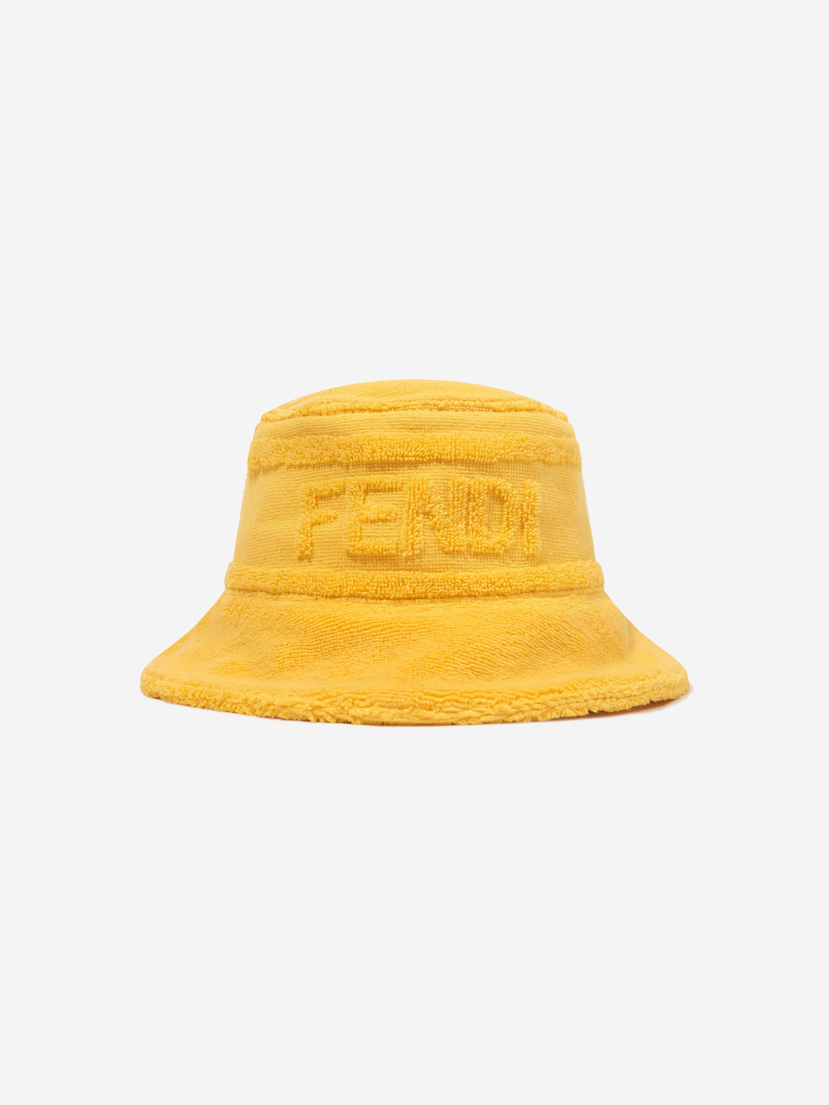 Fendi Kids Logo Bucket Hat in Yellow