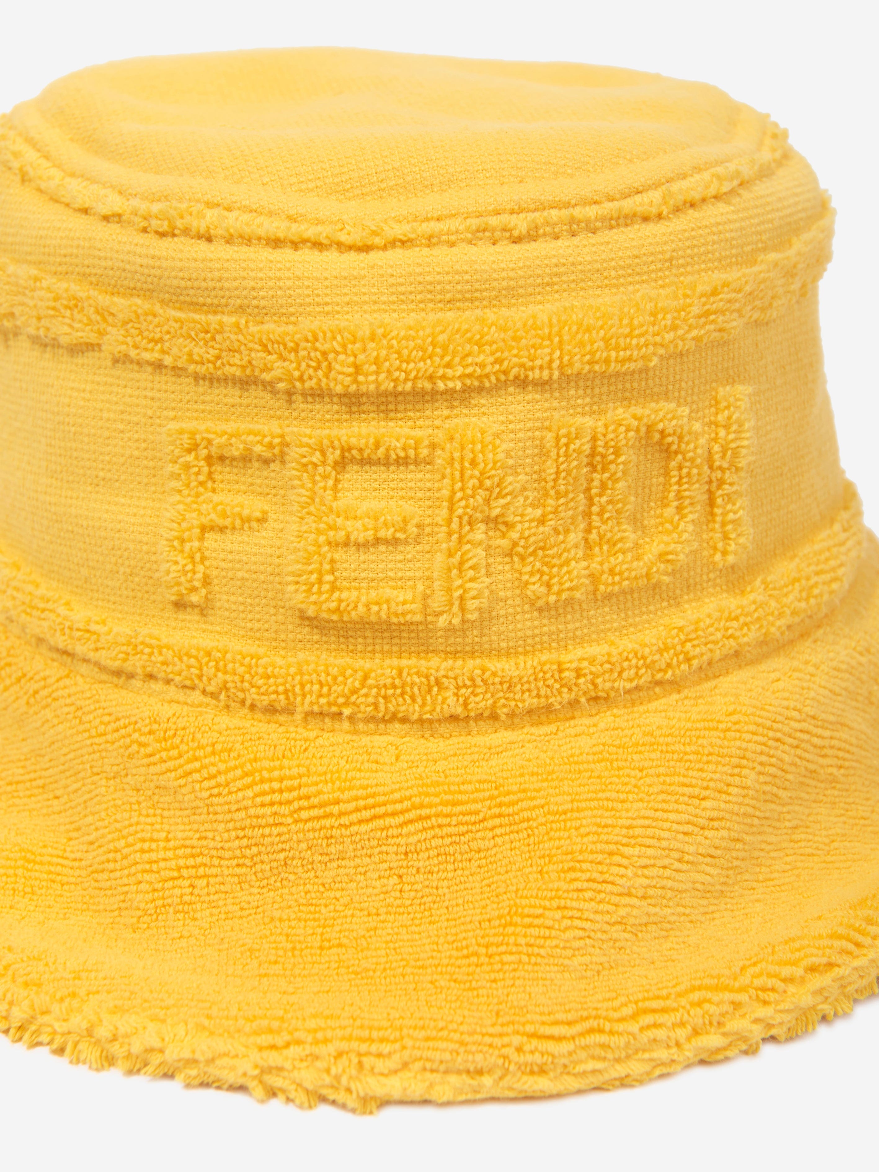 Fendi Kids Logo Bucket Hat in Yellow