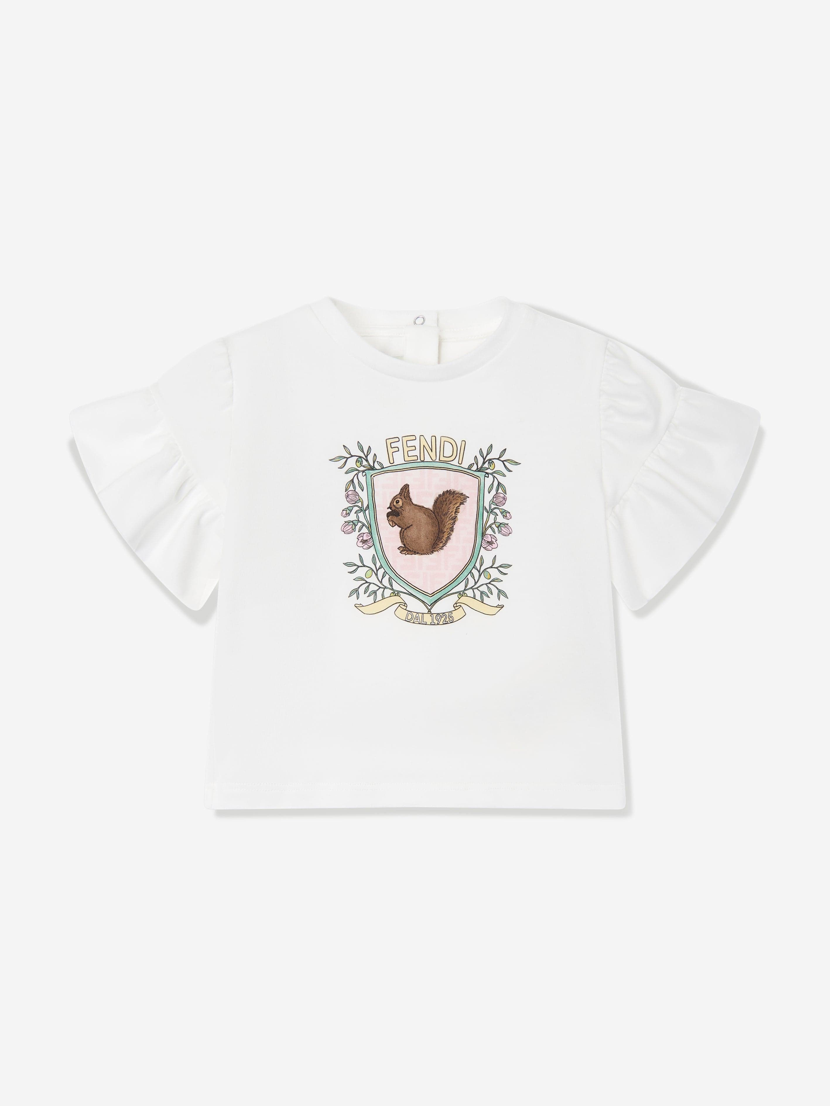 Fendi Baby Girls Squirrel T-Shirt in White