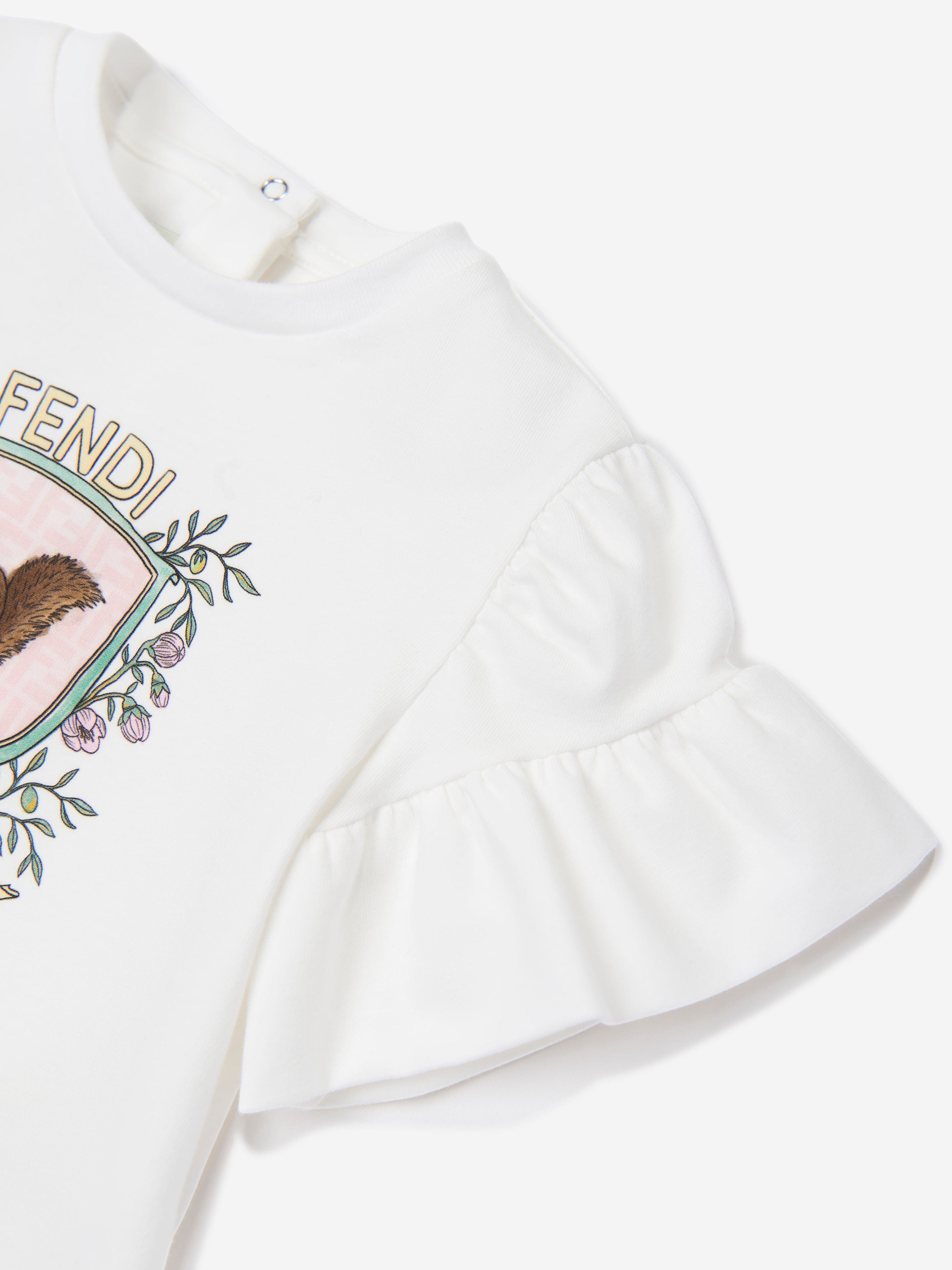 Fendi Baby Girls Squirrel T-Shirt in White