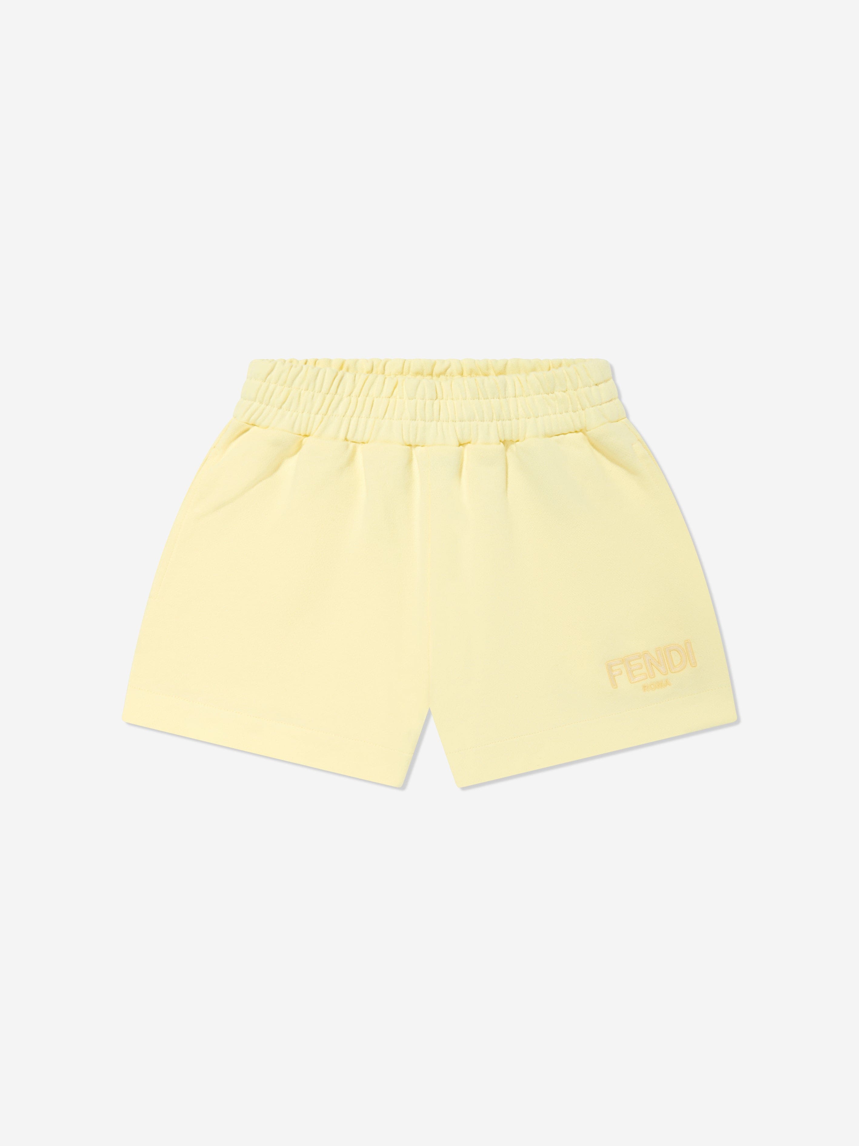 Fendi Girls Logo Shorts in Yellow