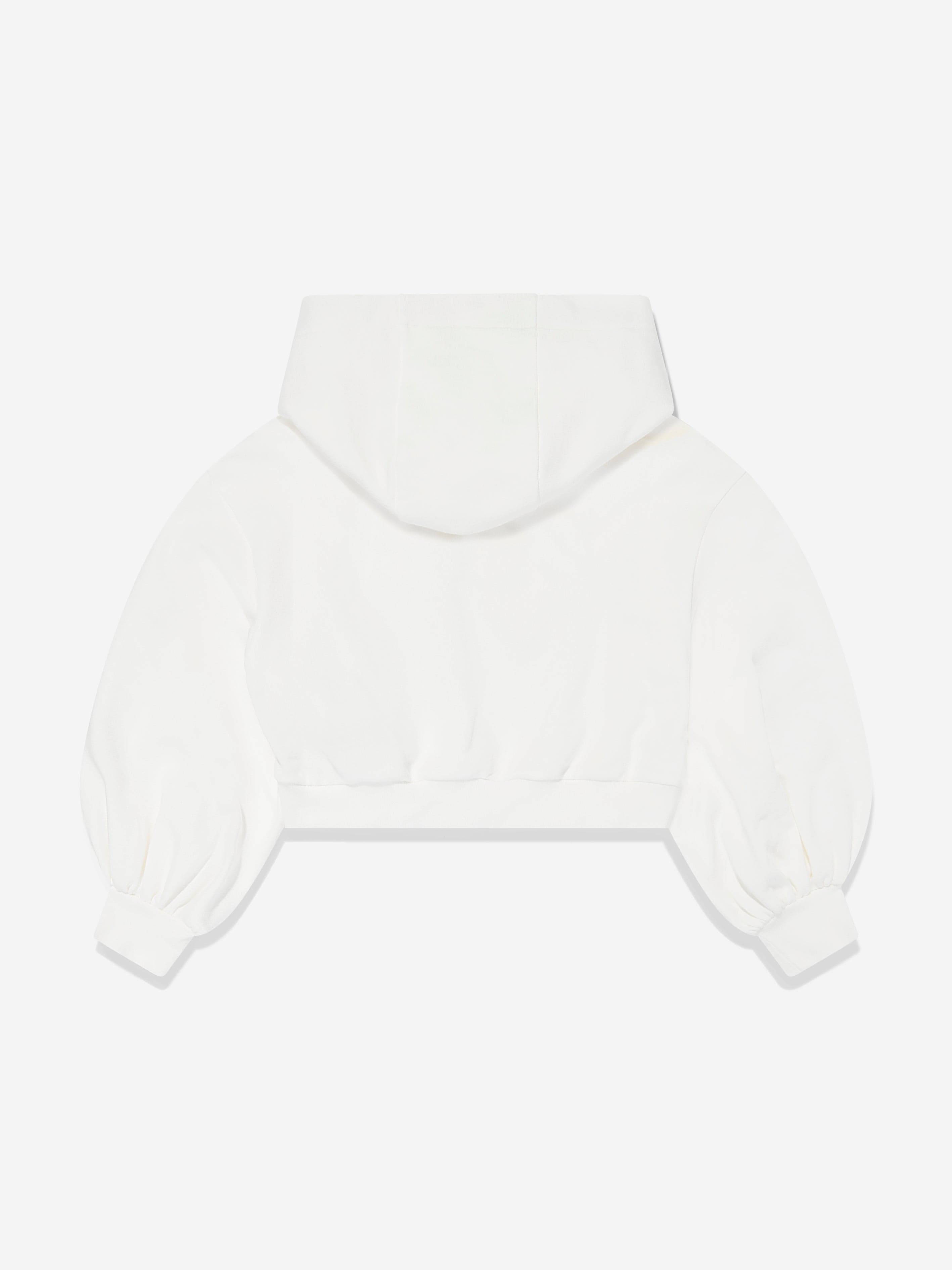 Fendi Girls Cropped Hoodie in White