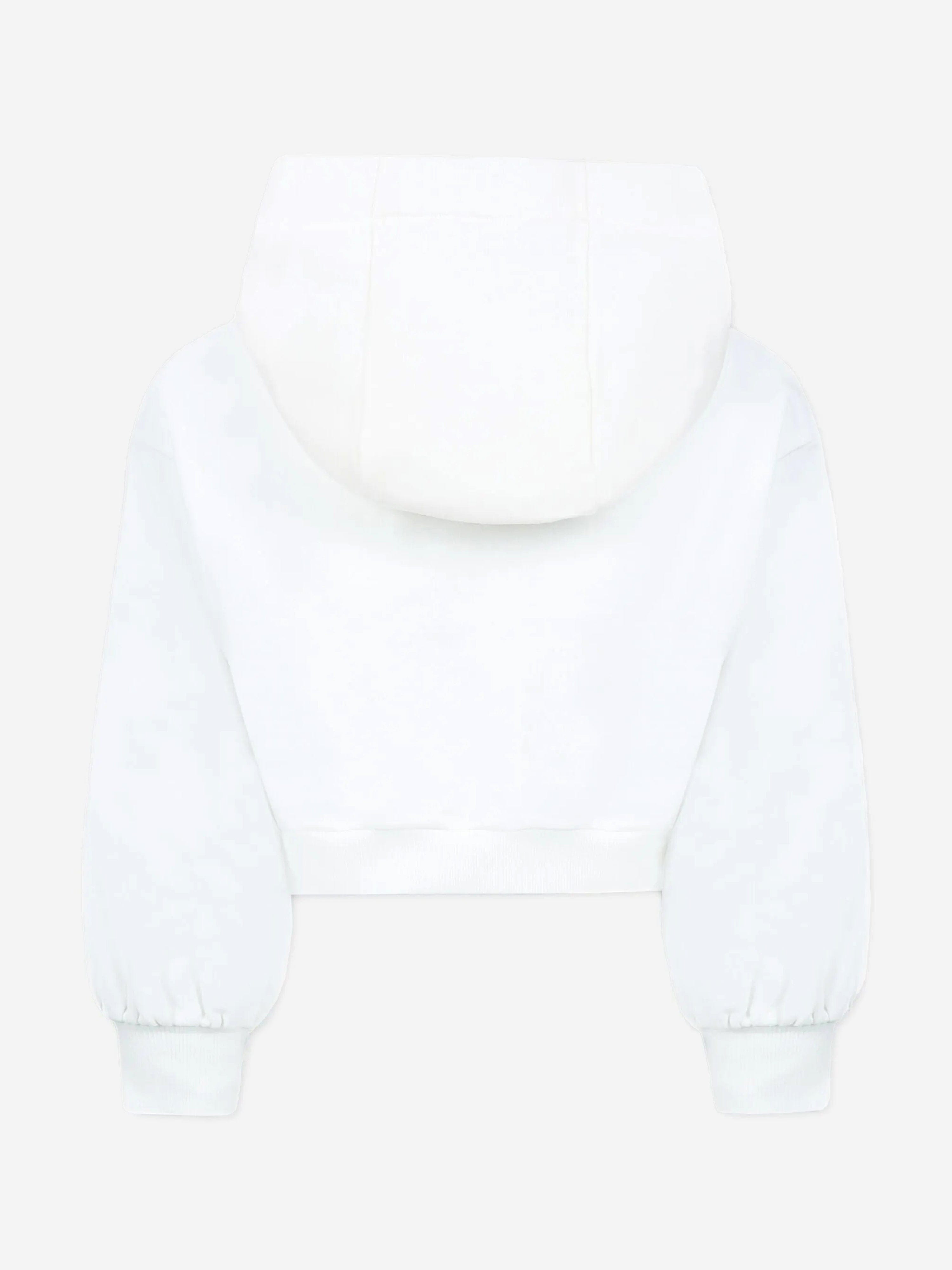 Fendi Girls Cropped Hoodie in White