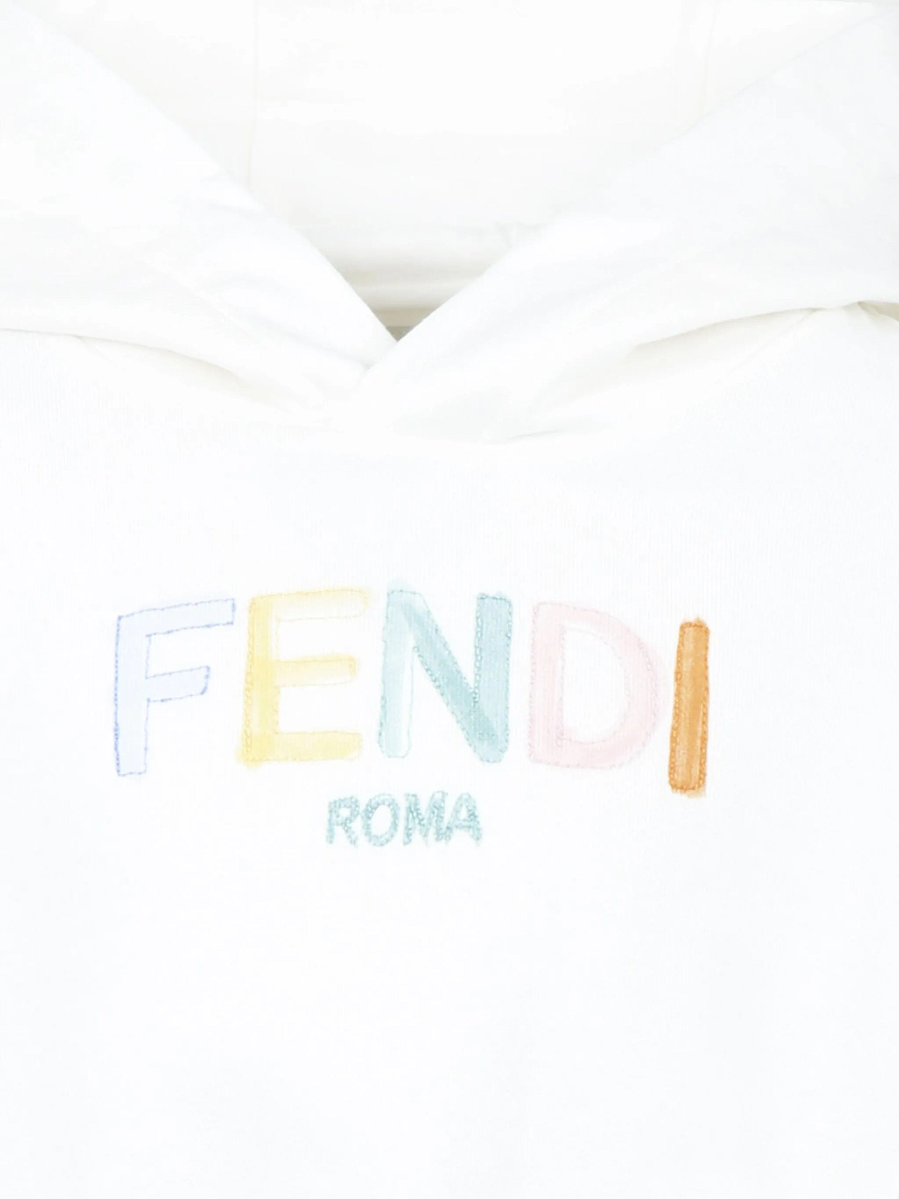 Fendi Girls Cropped Hoodie in White