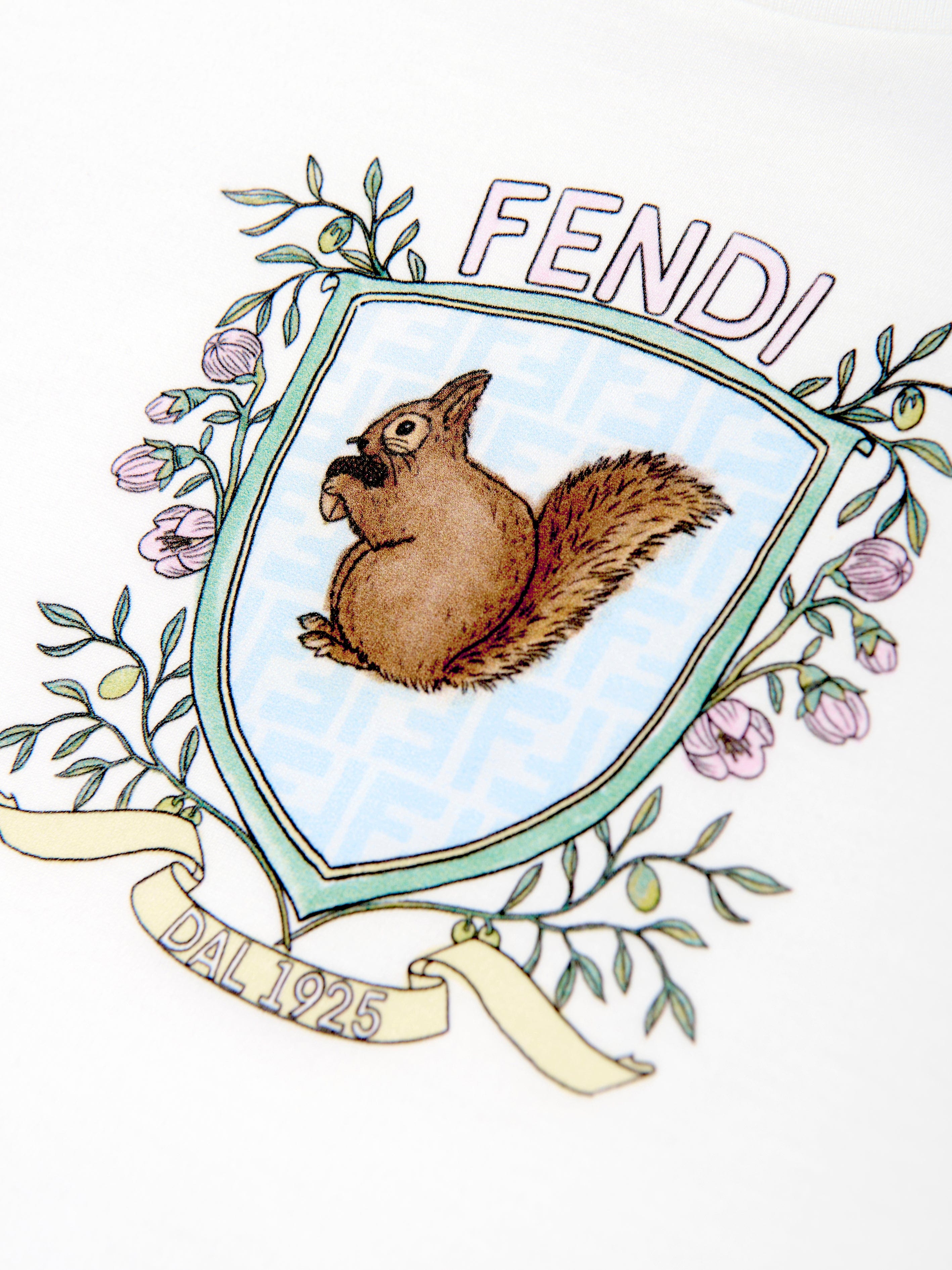 Fendi Girls Squirrel T-Shirt in White