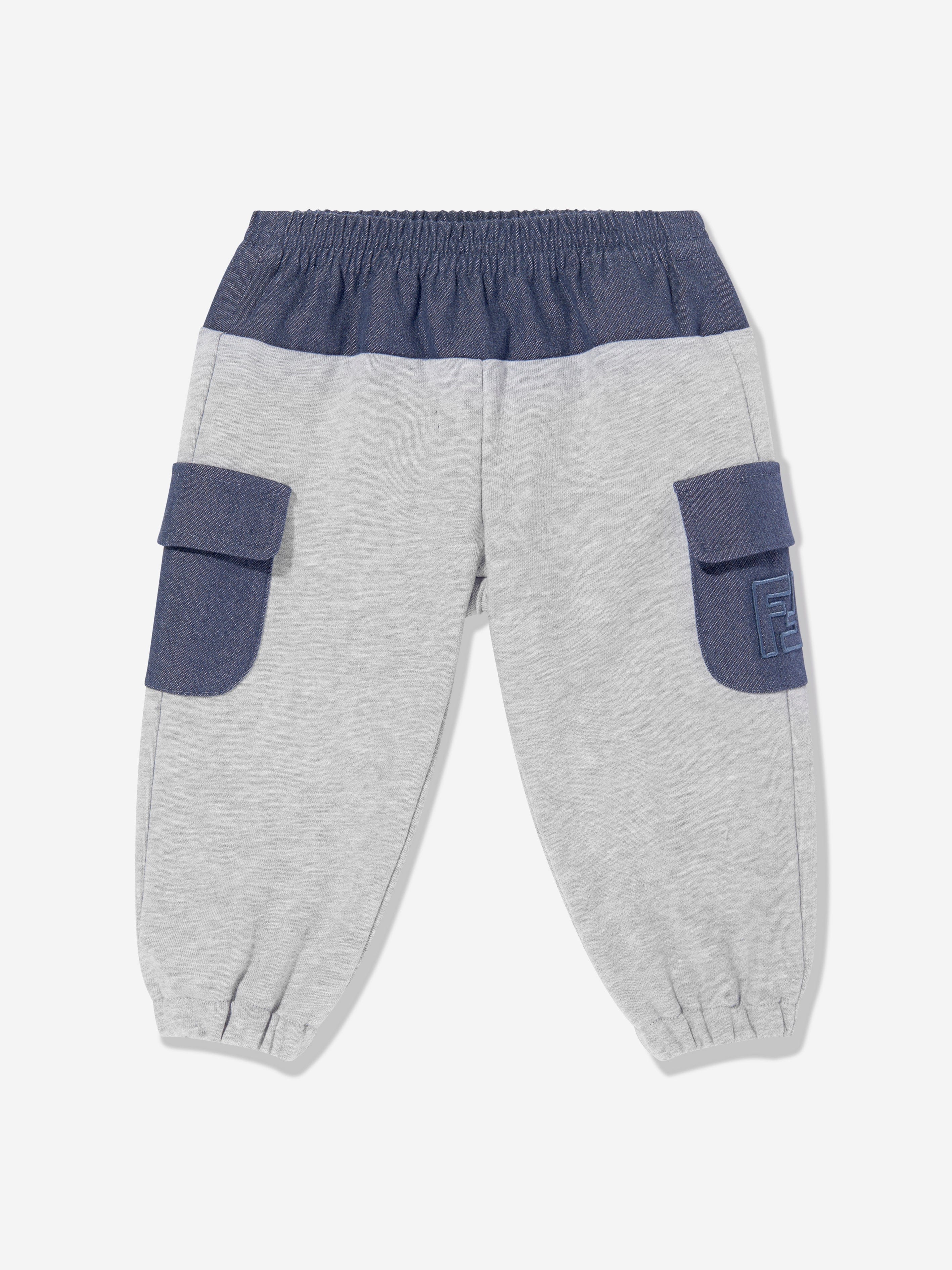 Fendi Baby Boys Denim and Jersey Joggers in Grey