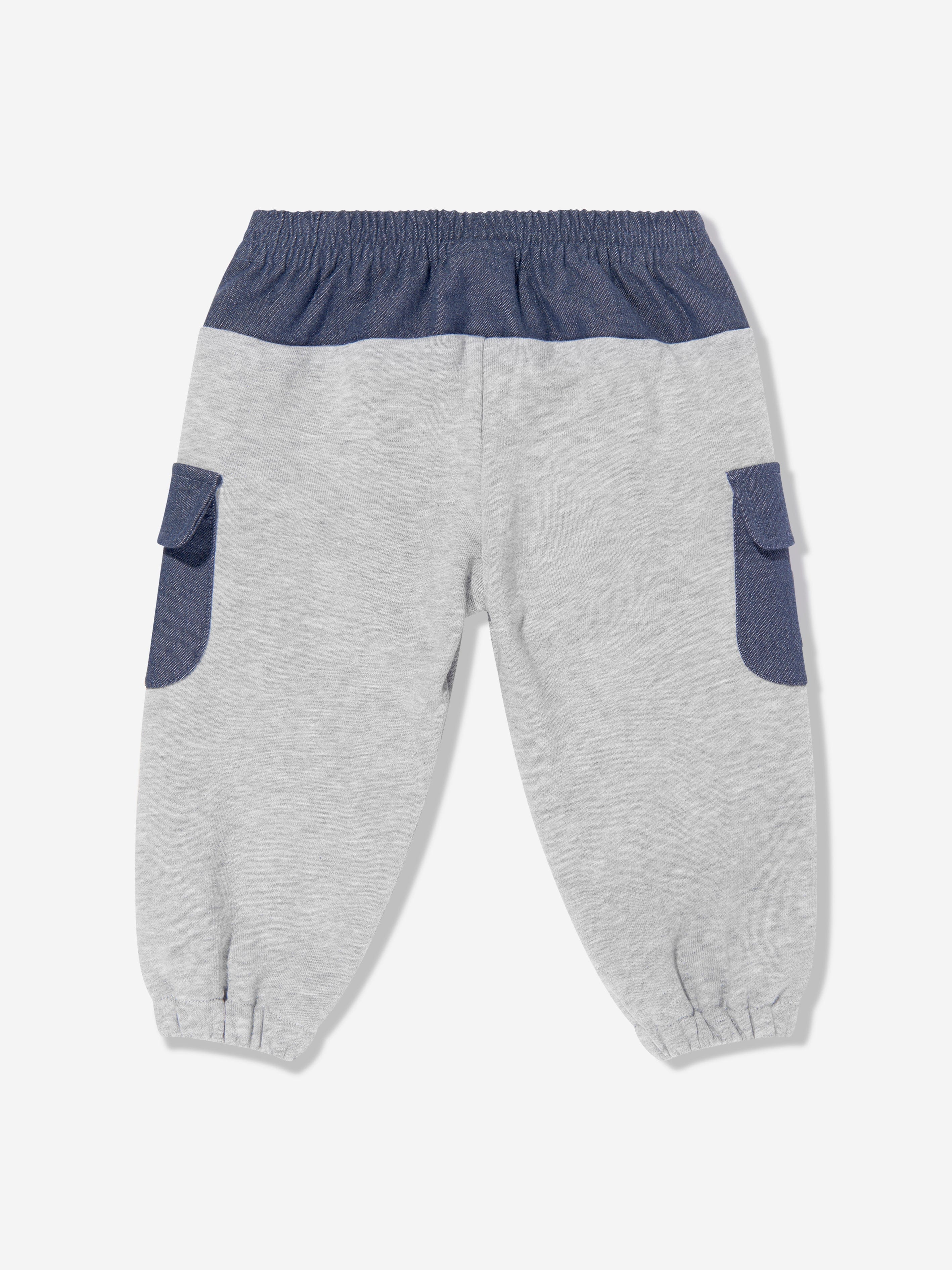 Fendi Baby Boys Denim and Jersey Joggers in Grey