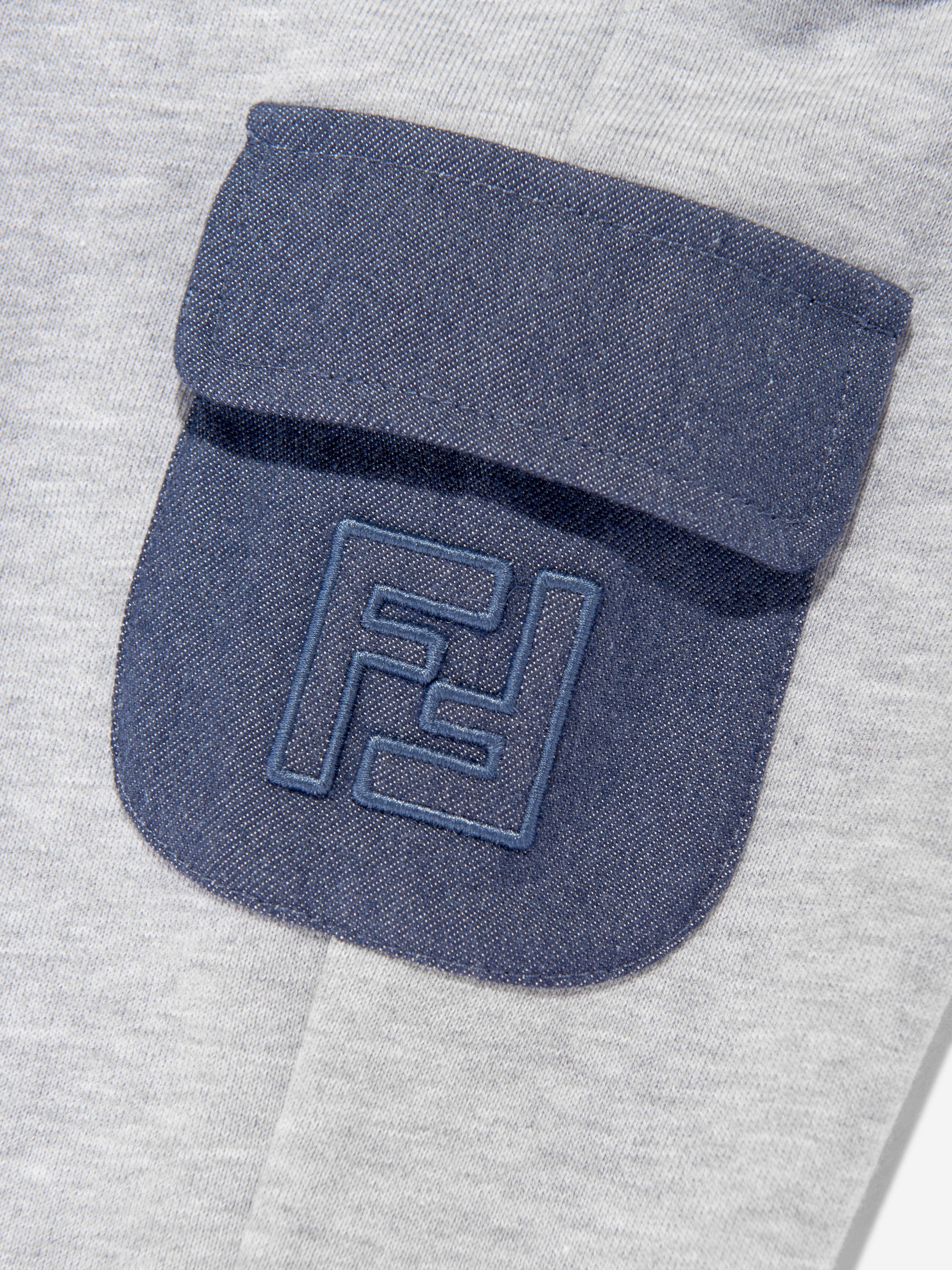 Fendi Baby Boys Denim and Jersey Joggers in Grey