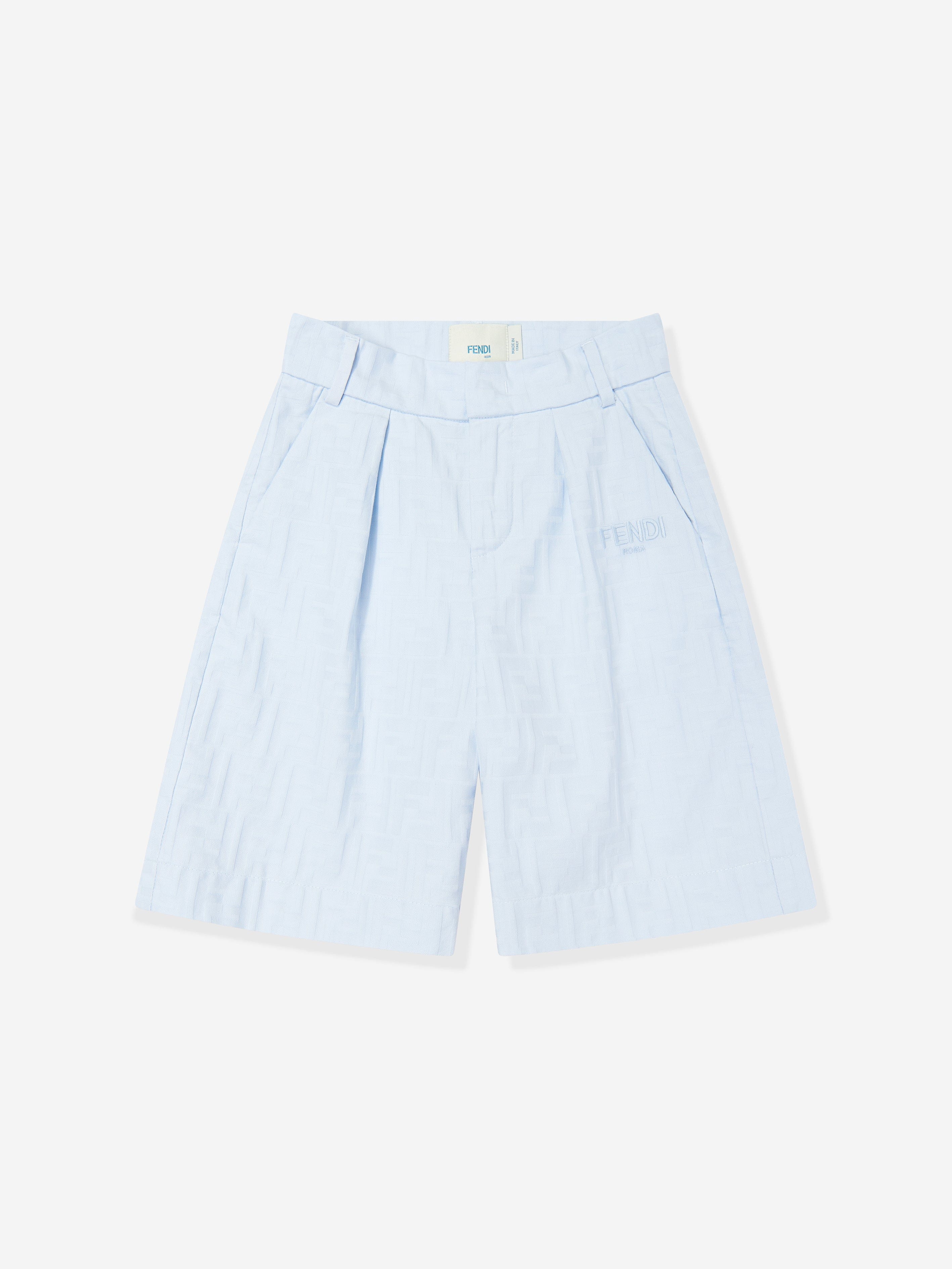 Fendi Boys FF Jacquard Shorts in Blue