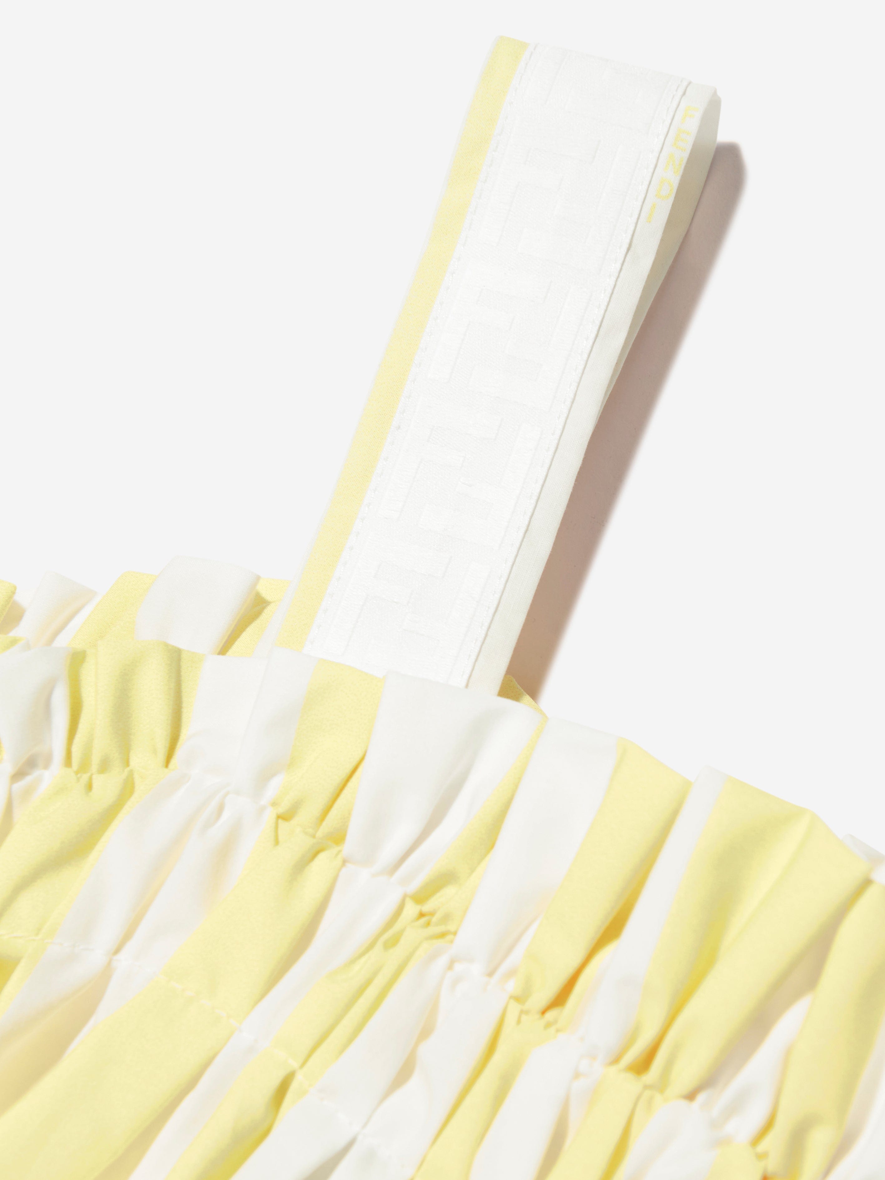 Fendi Girls Cotton Striped Flower Dress in Yellow