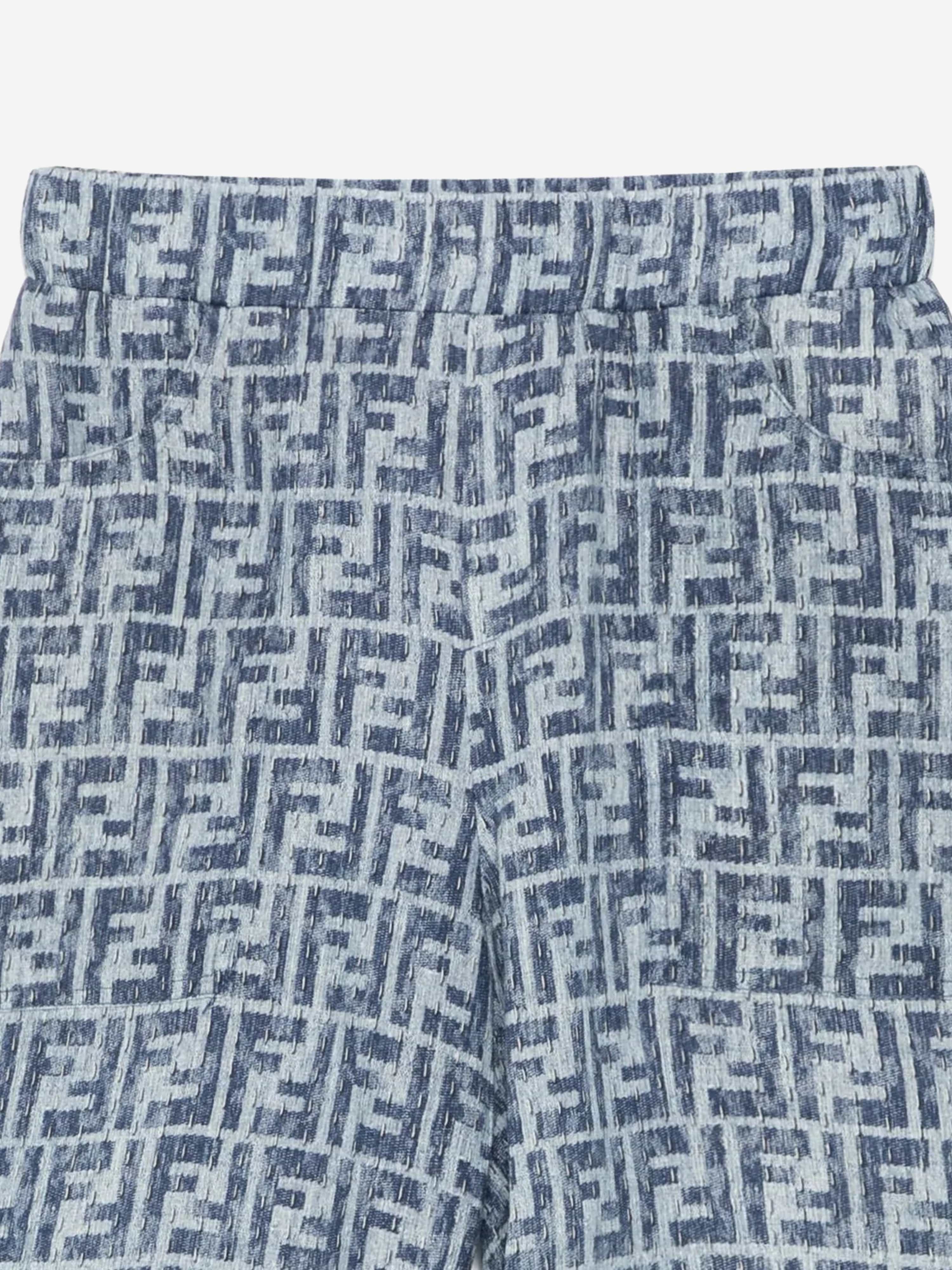 Fendi Boys FF Linen Shorts in Blue