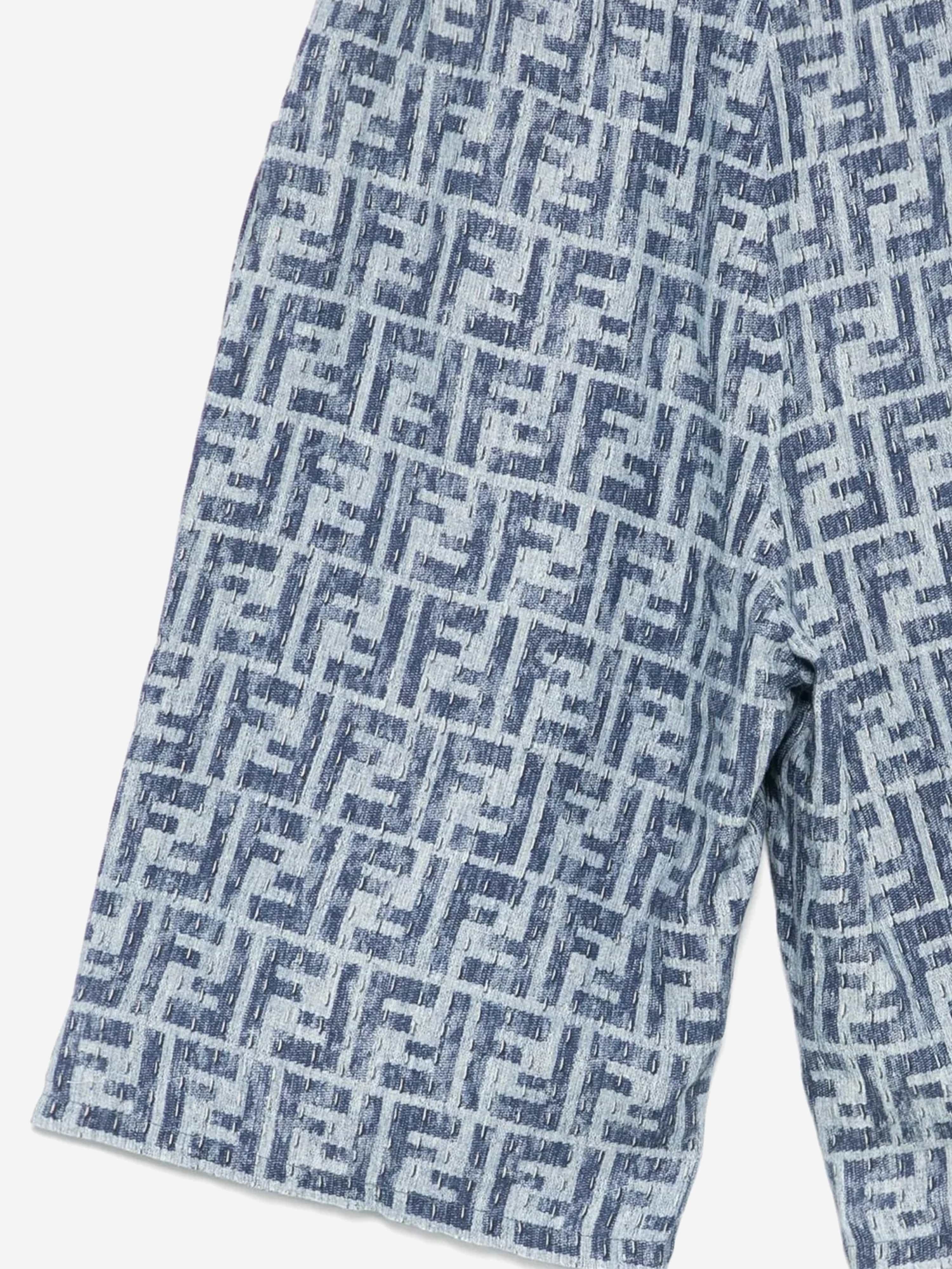 Fendi Boys FF Linen Shorts in Blue