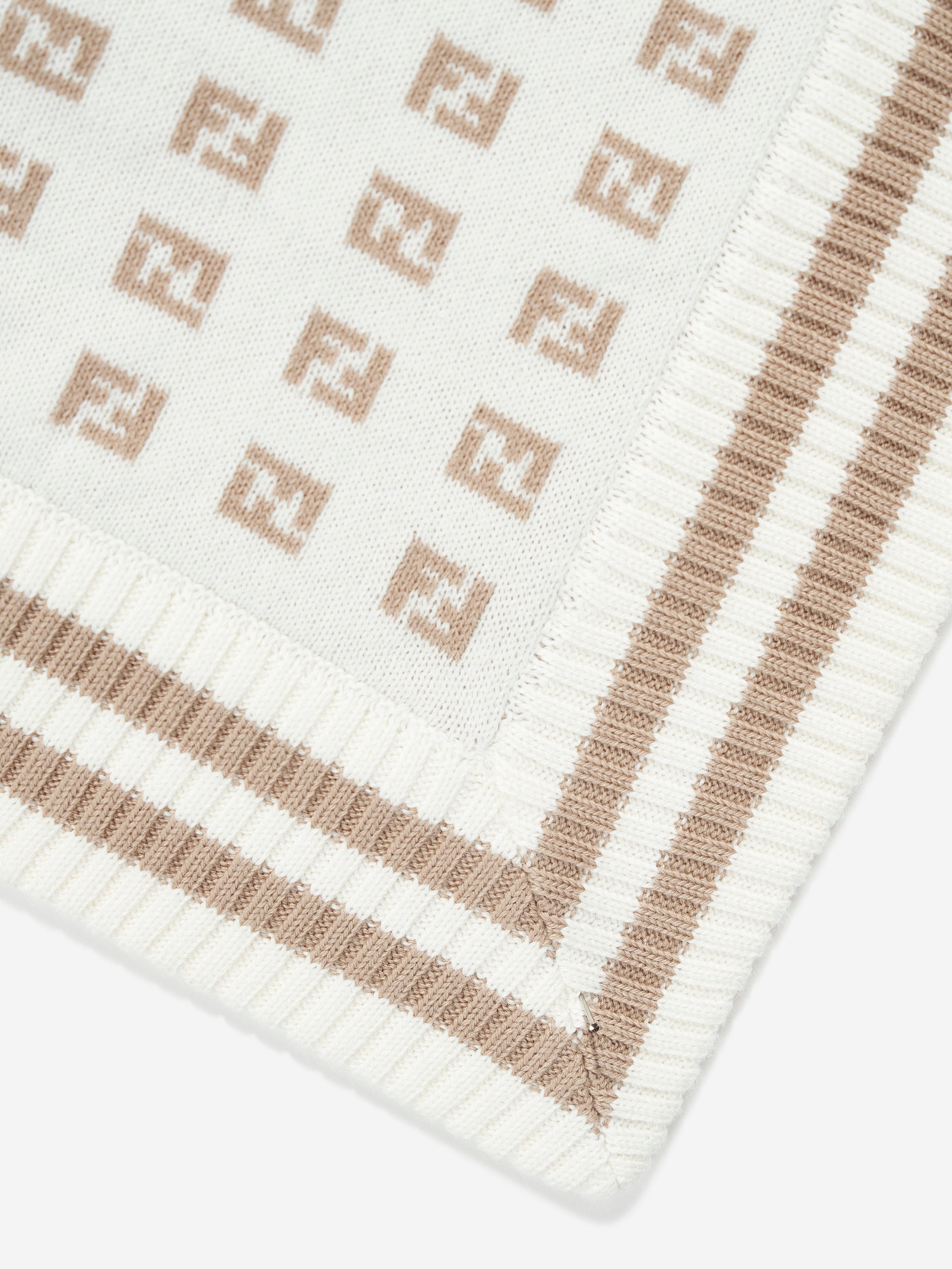 Fendi Baby Cotton Blanket in Beige