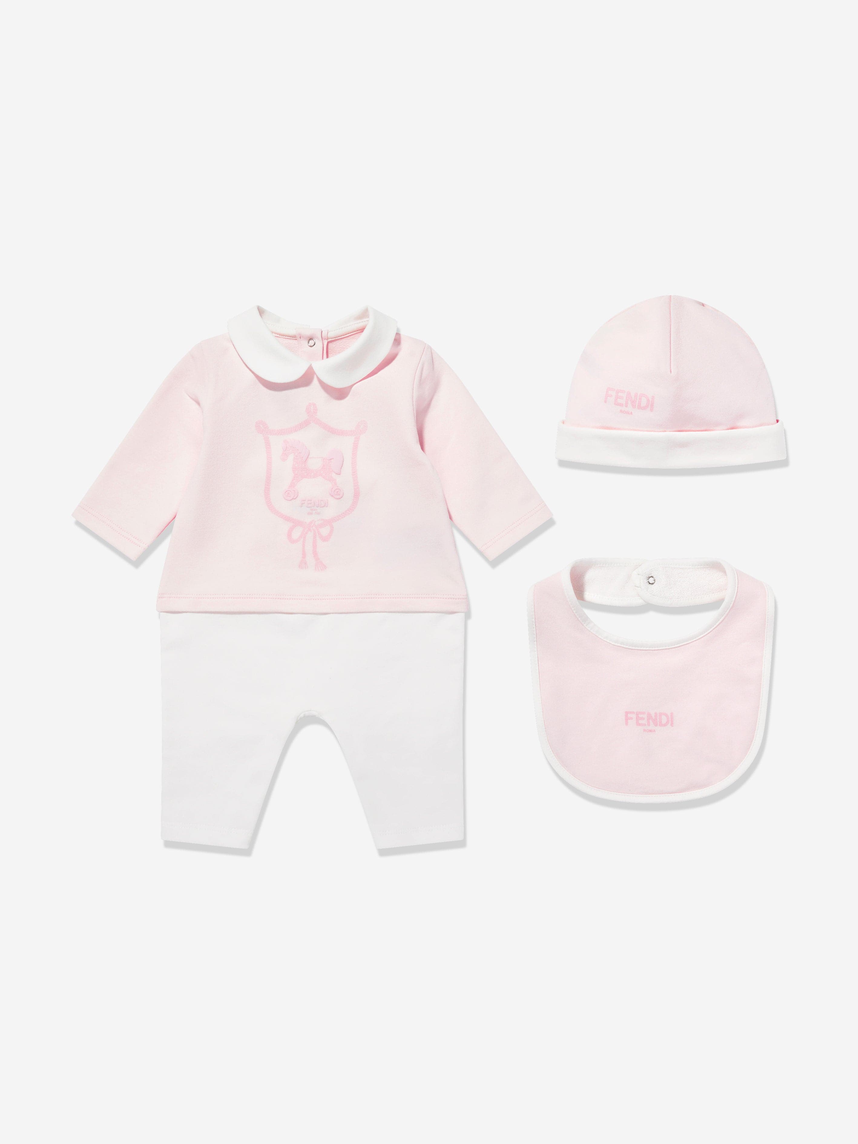 Fendi Baby Girls Romper Set in Pink