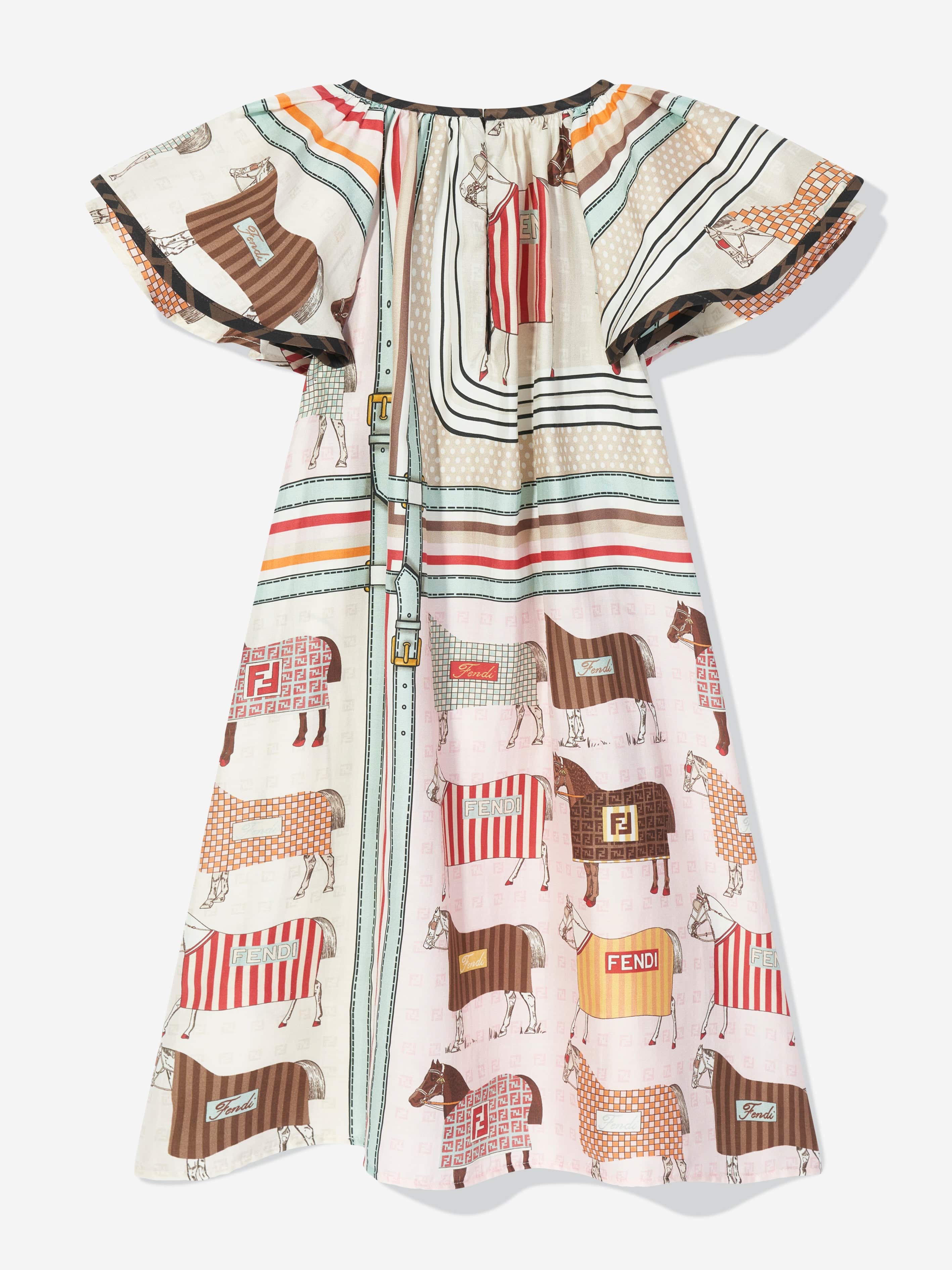Fendi Girls Silk Occasion Dress in Pink