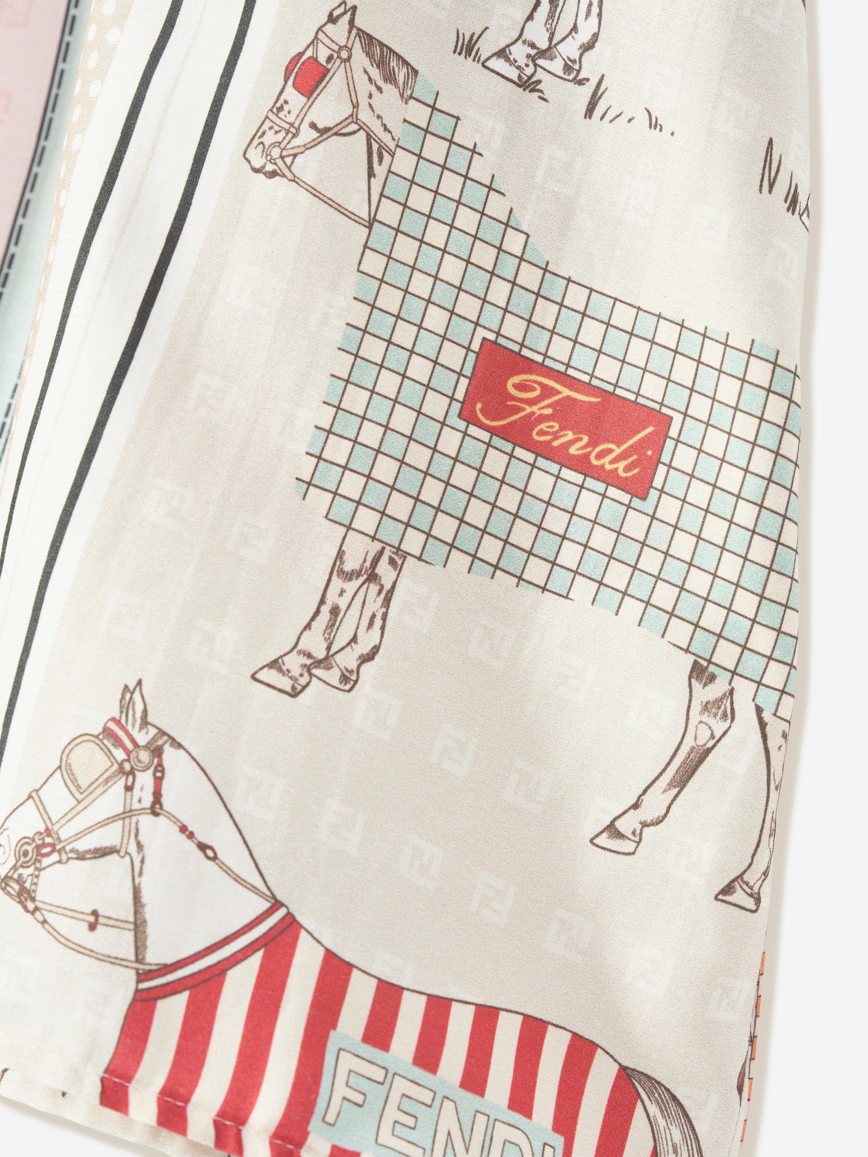Fendi Girls Silk Occasion Dress in Pink