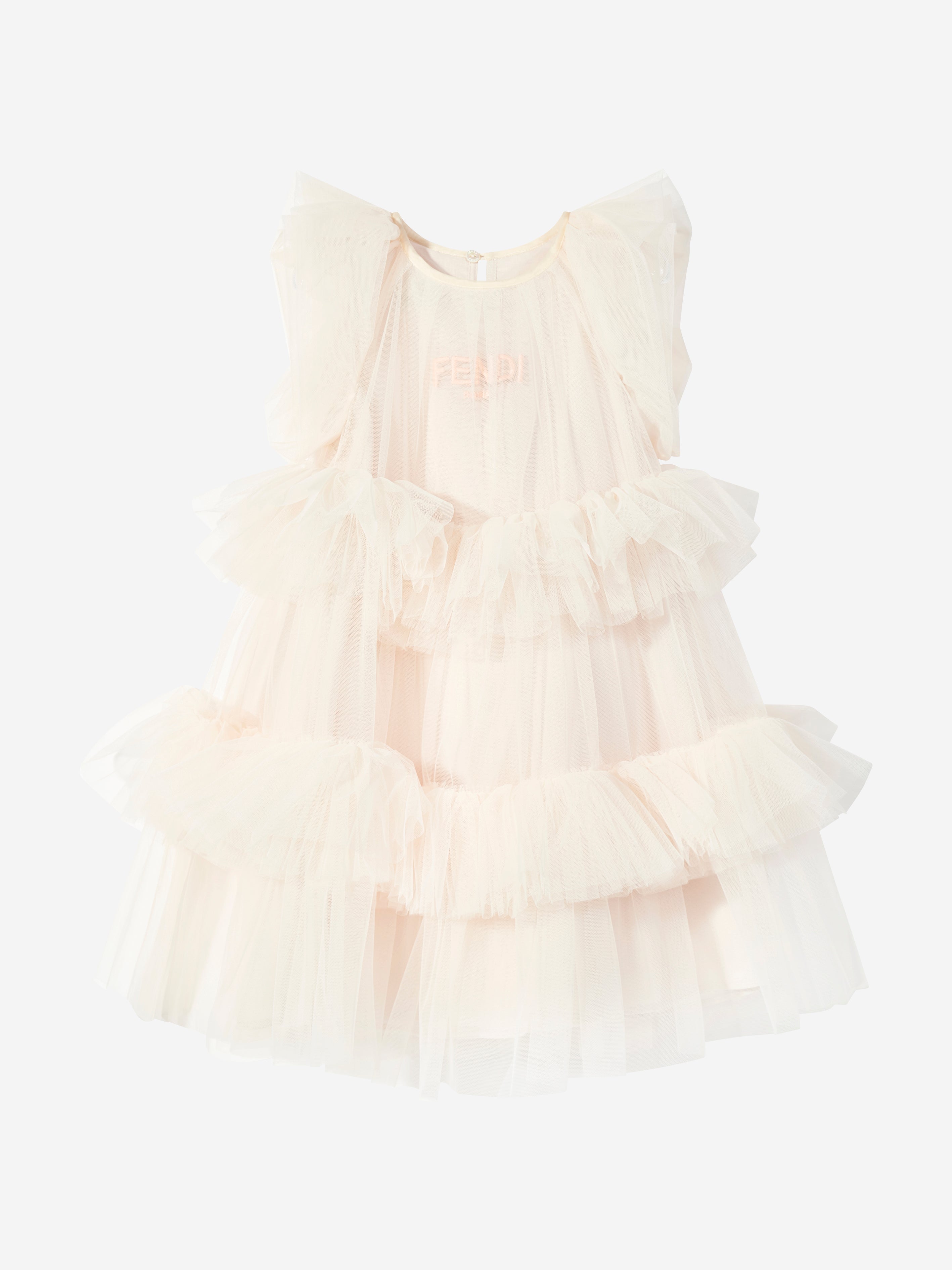 Fendi Girls Tulle Dress in Pink