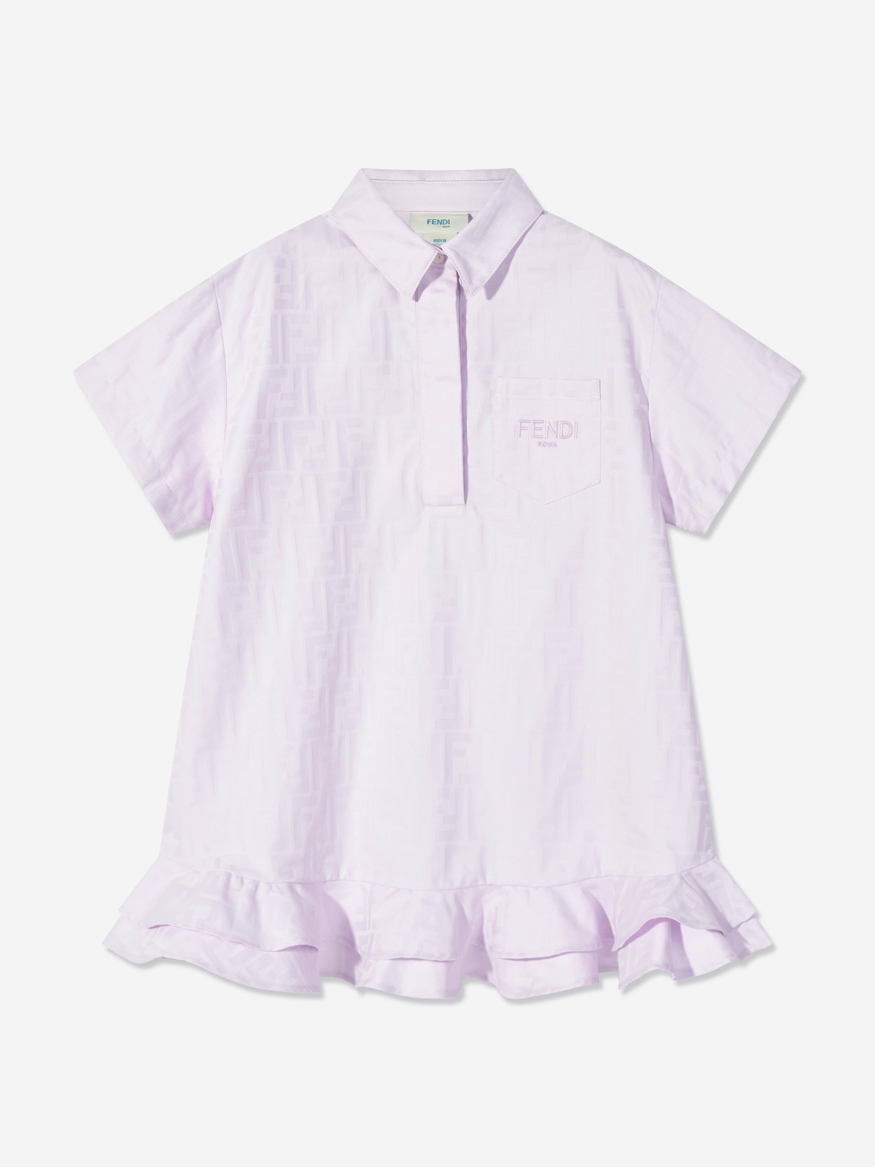 Fendi Girls Logo Shirt Dress in Purple