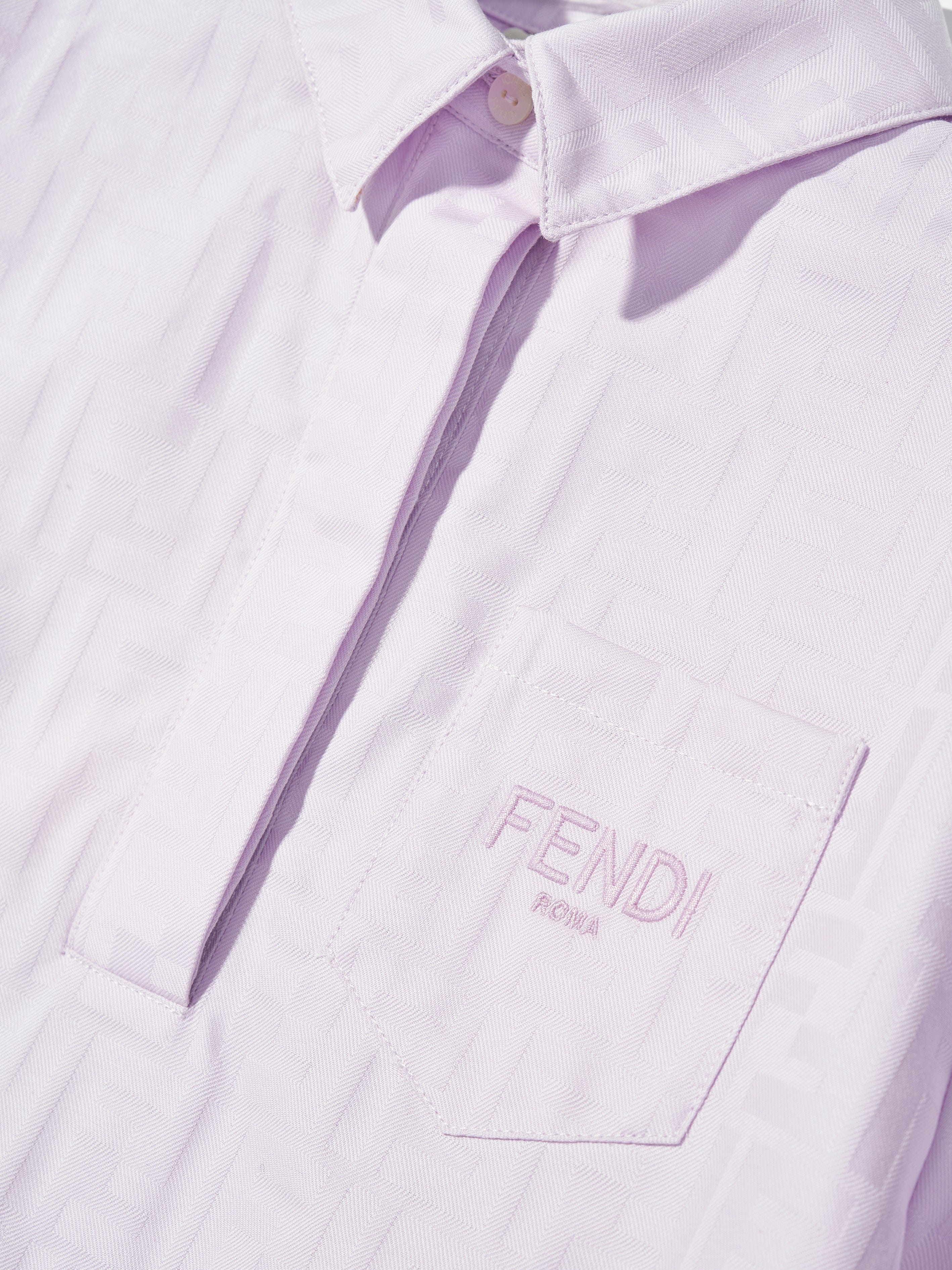 Fendi Girls Logo Shirt Dress in Purple