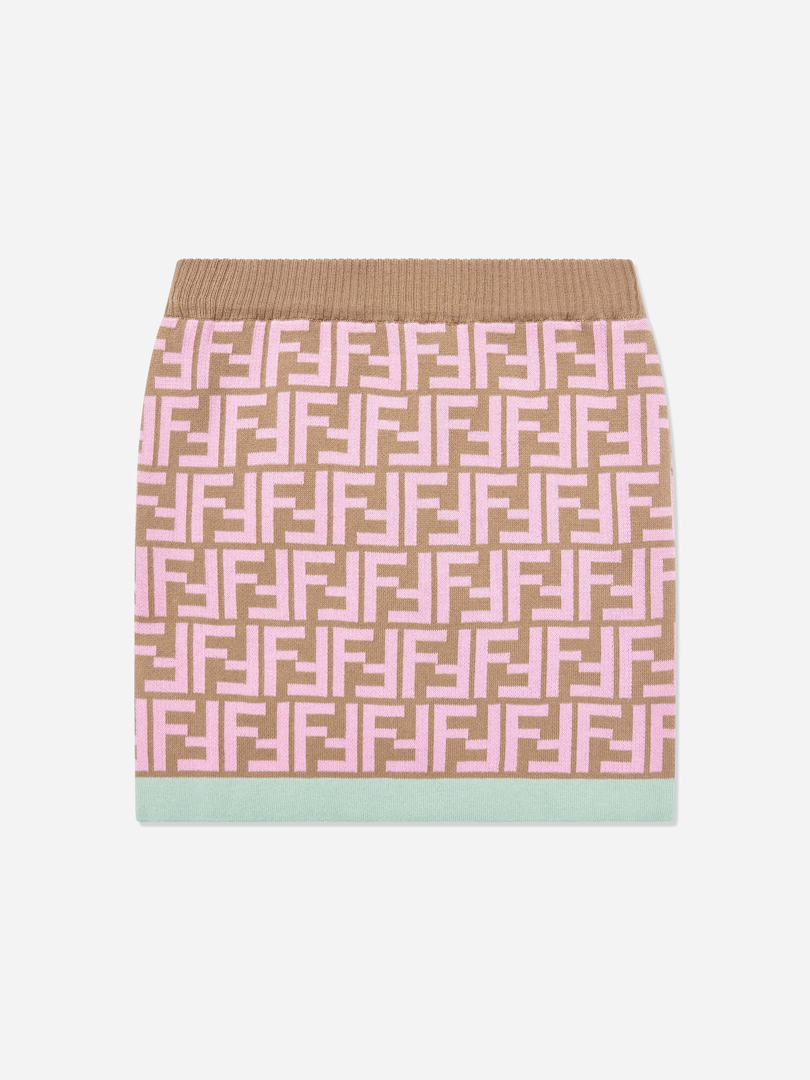 Fendi Girls FF Monogram Skirt in Brown