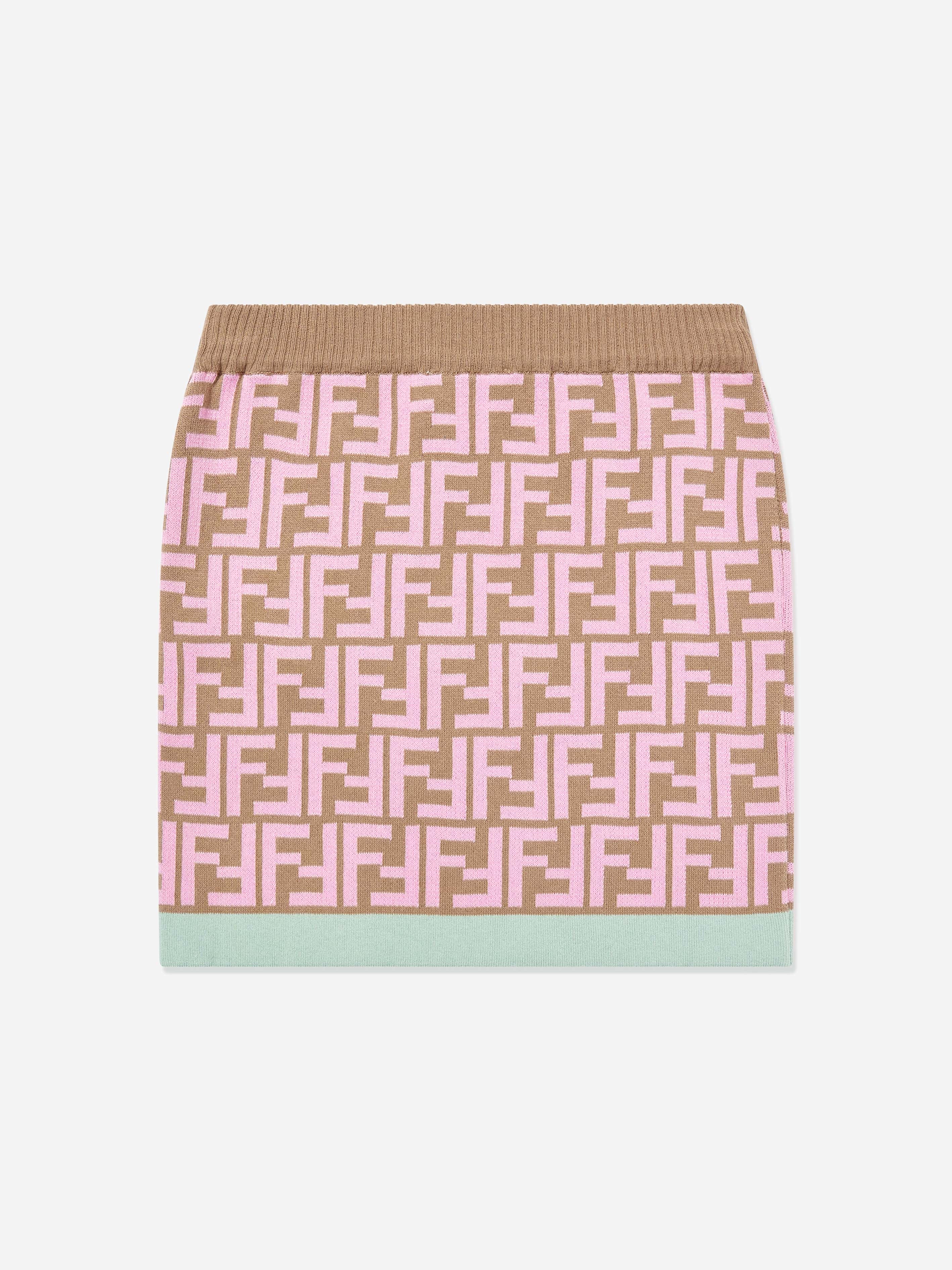 Fendi Girls FF Monogram Skirt in Brown