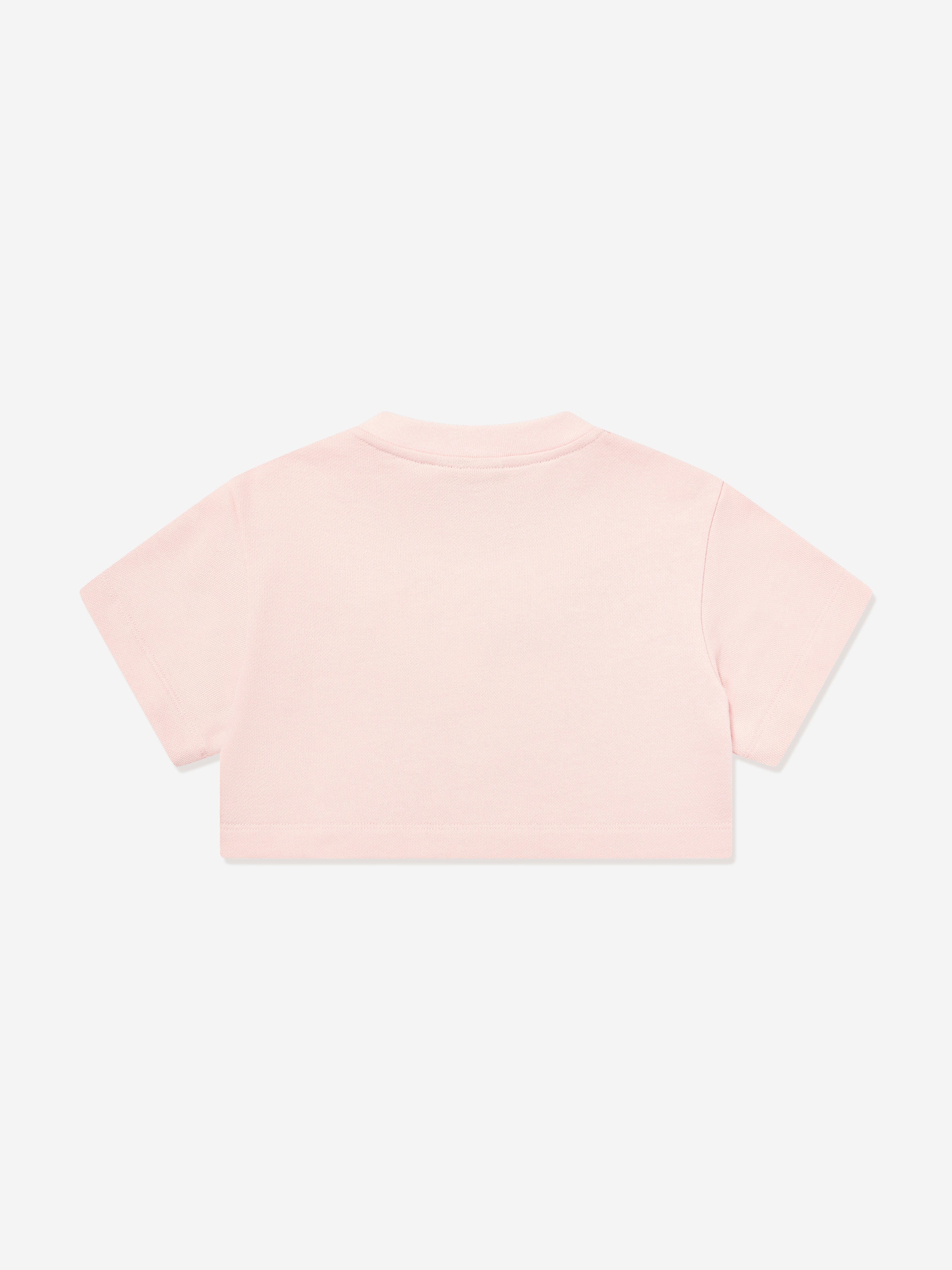 Fendi Girls Cropped Logo T-Shirt in Pink