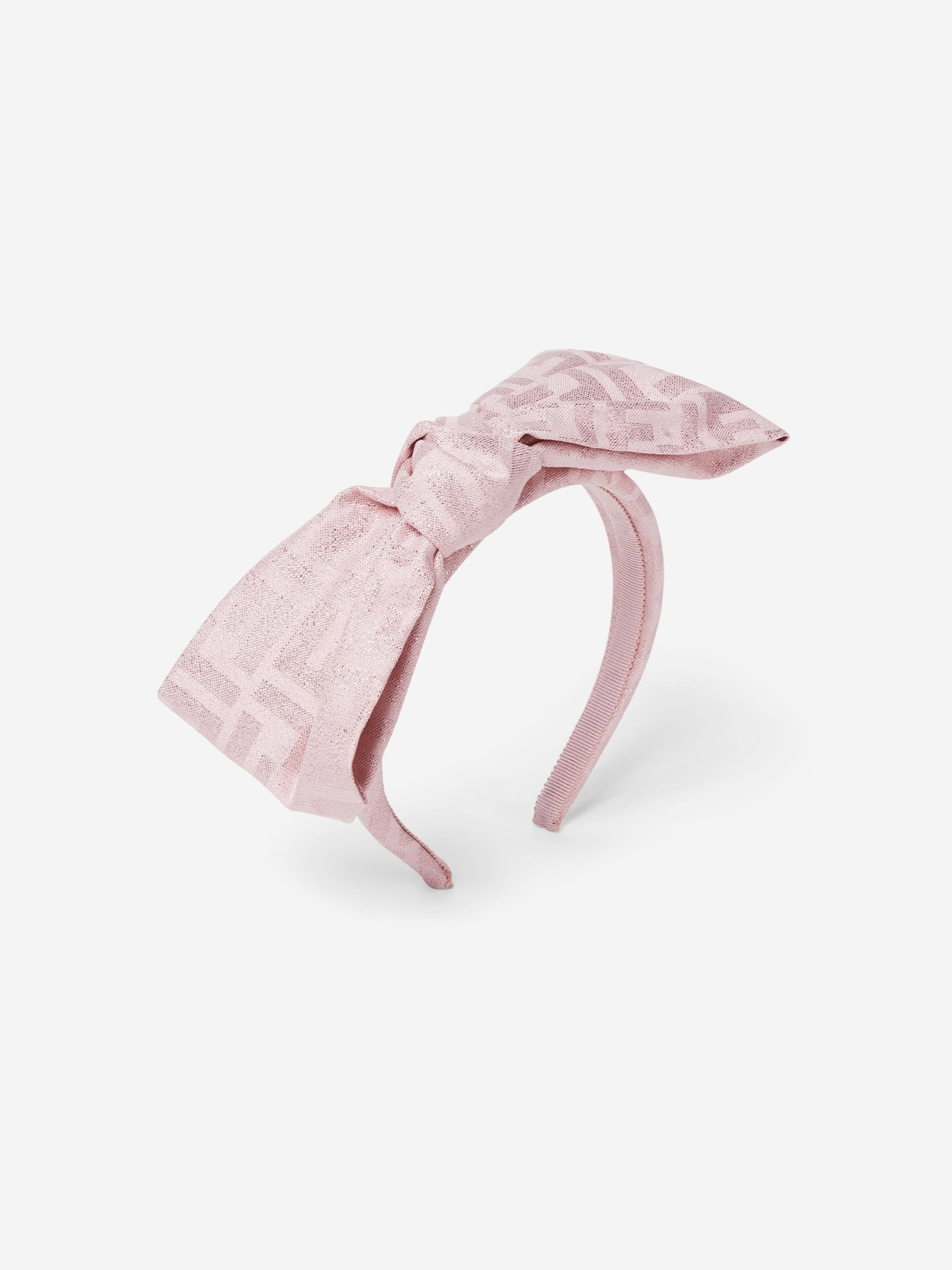 Fendi Girls FF Bow Headband in Pink