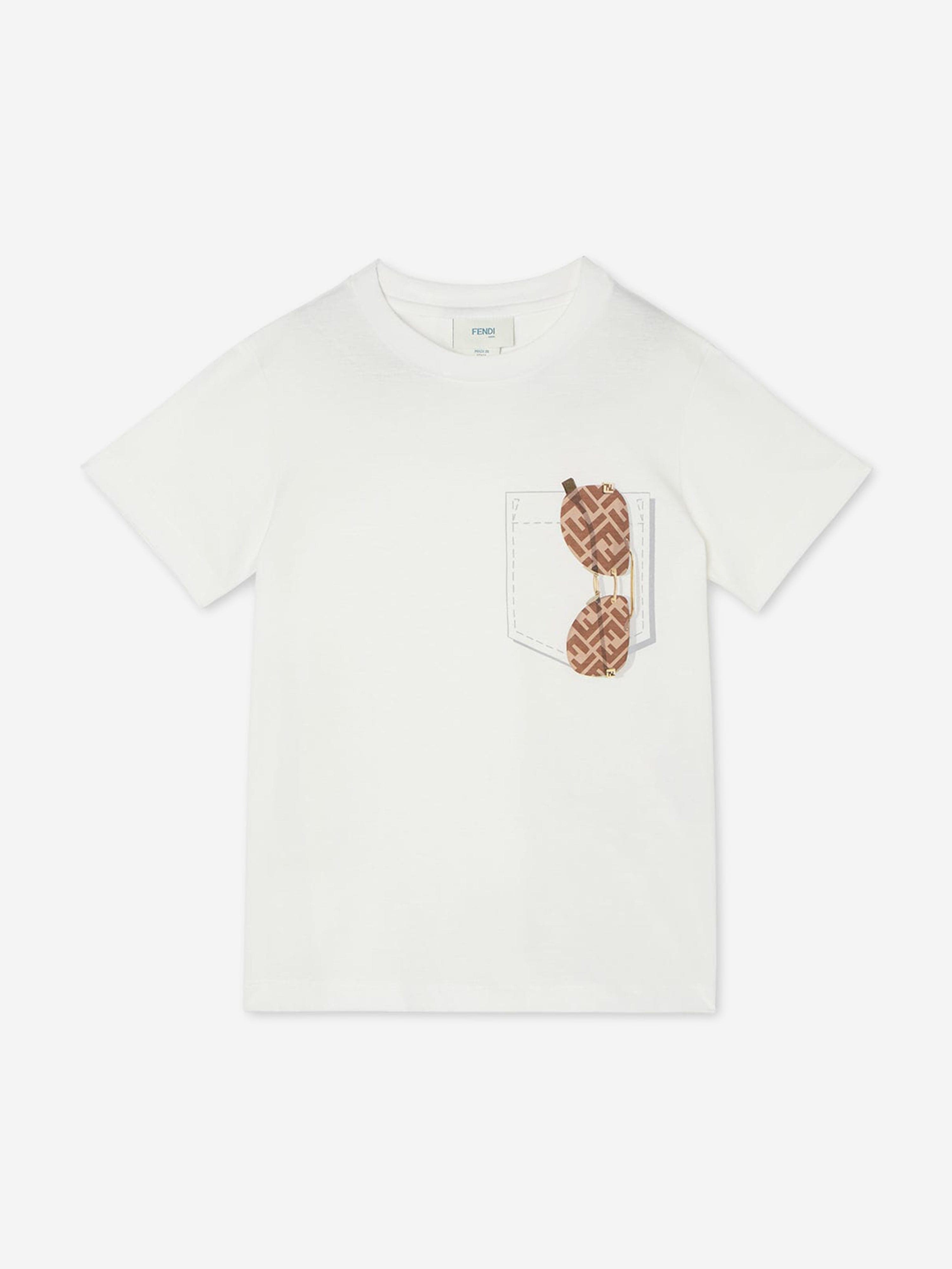 Fendi Boys Sunglasses T-Shirt in White