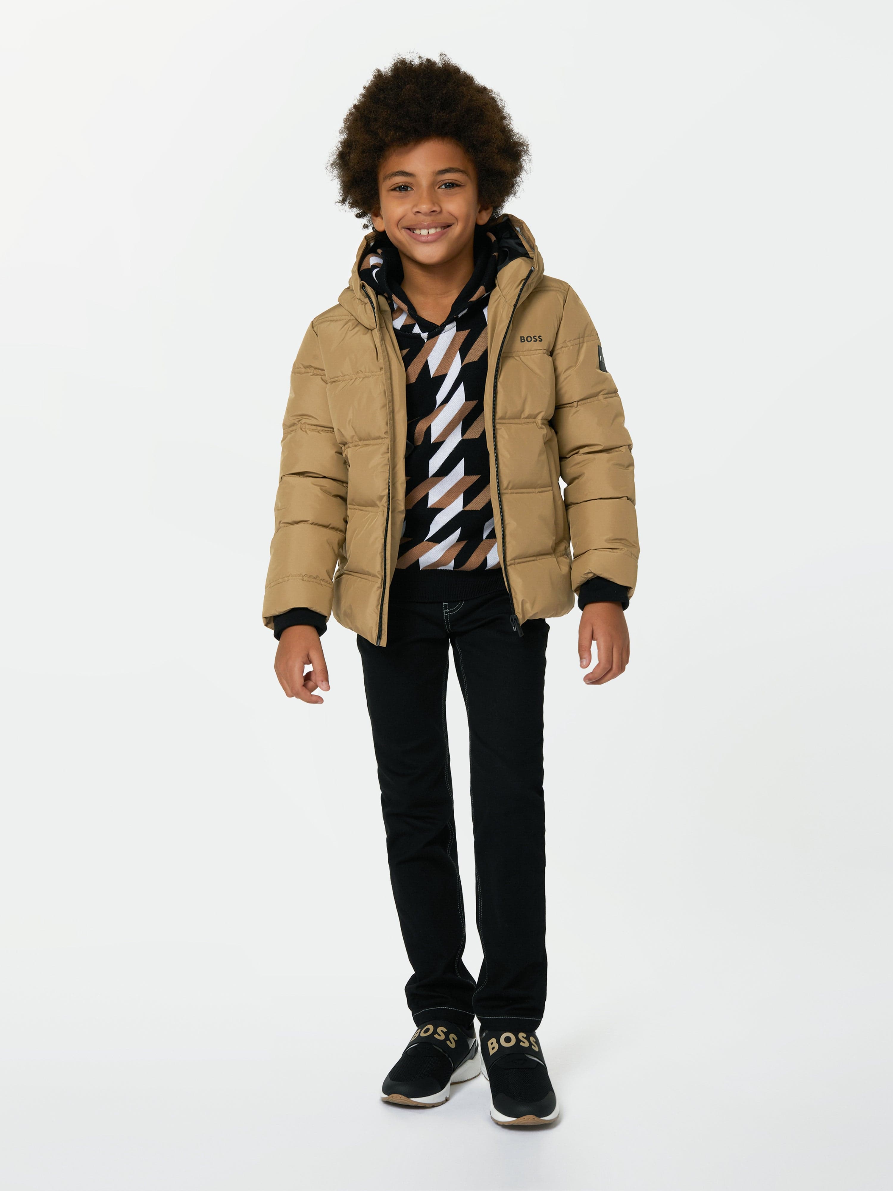 BOSS Boys Puffer Jacket in Beige