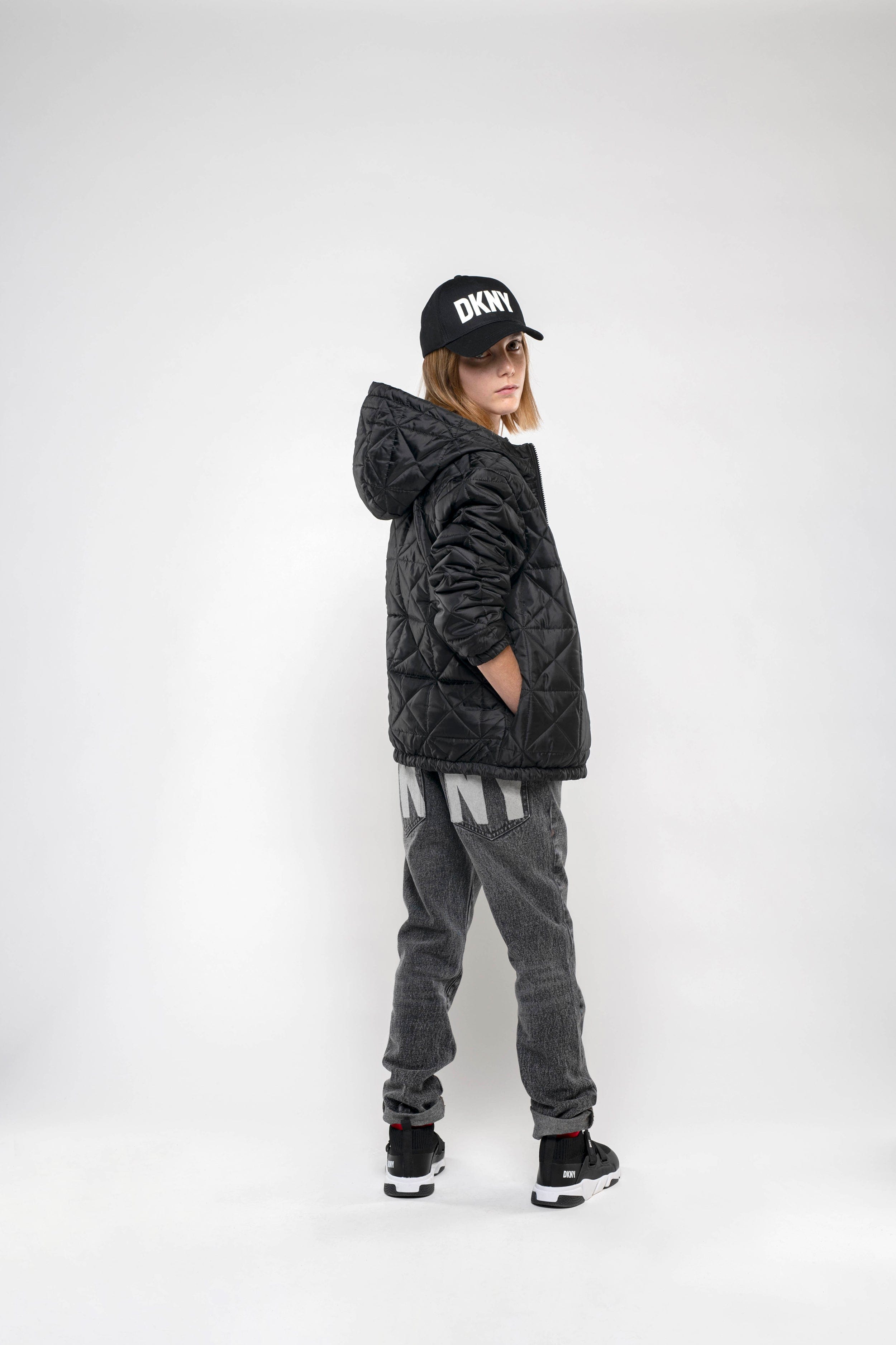 DKNY Kids Logo Cap in Black