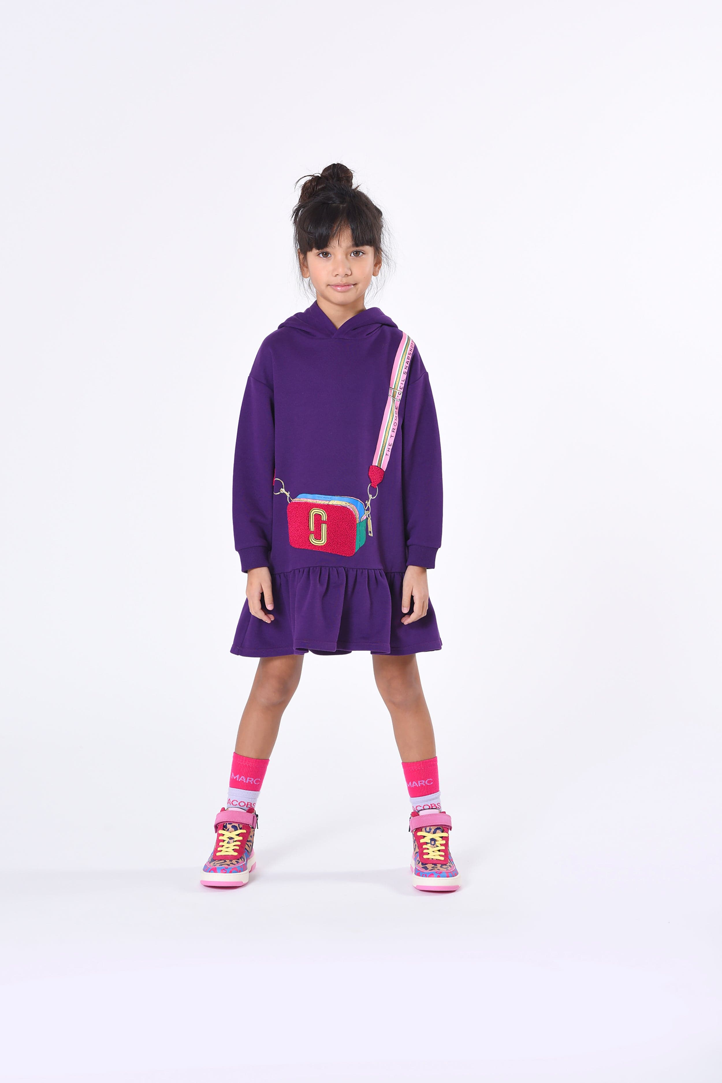 MARC JACOBS Girls Hooded Sweater Dress in Purple