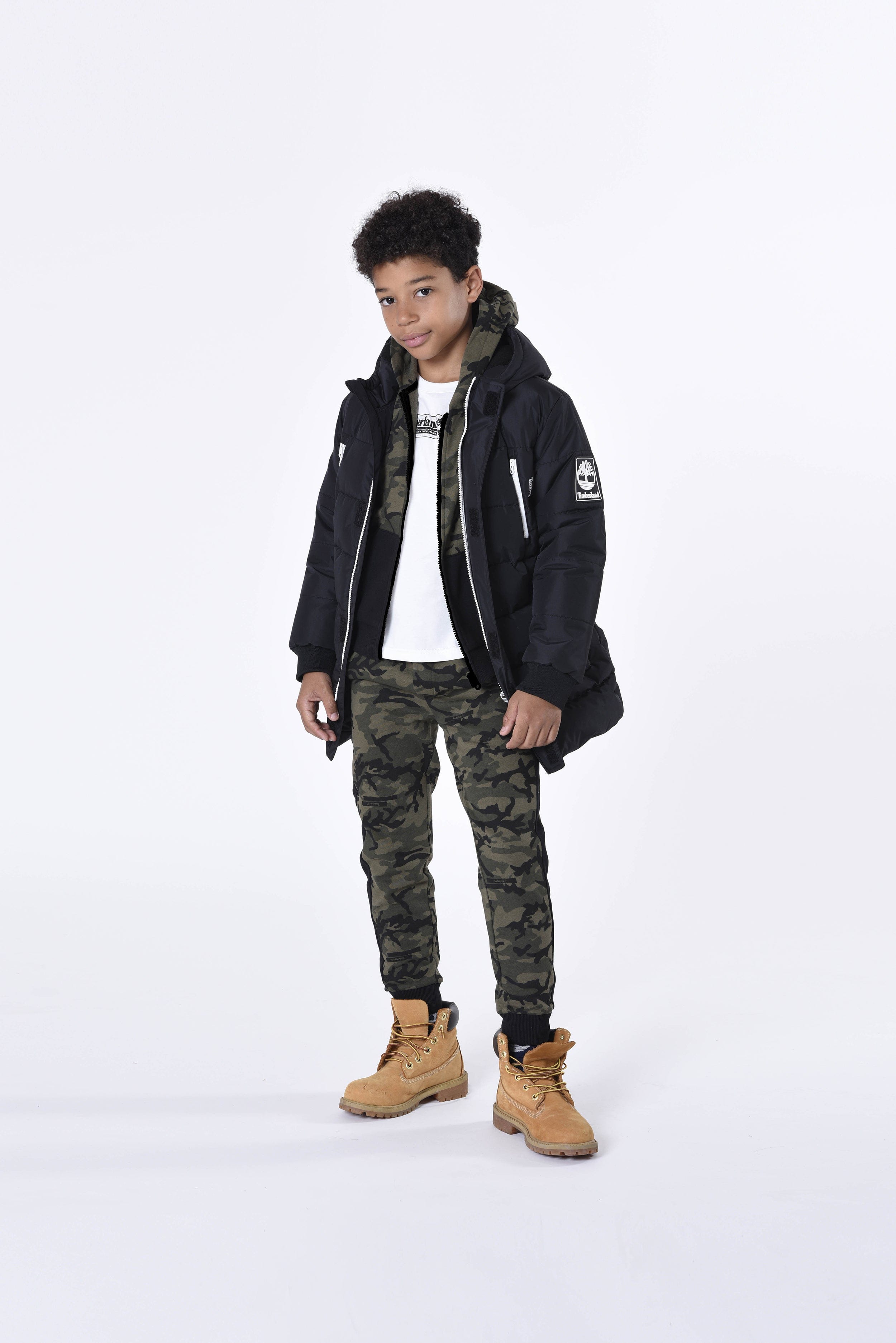 Timberland Boys Long Puffer Jacket in Black