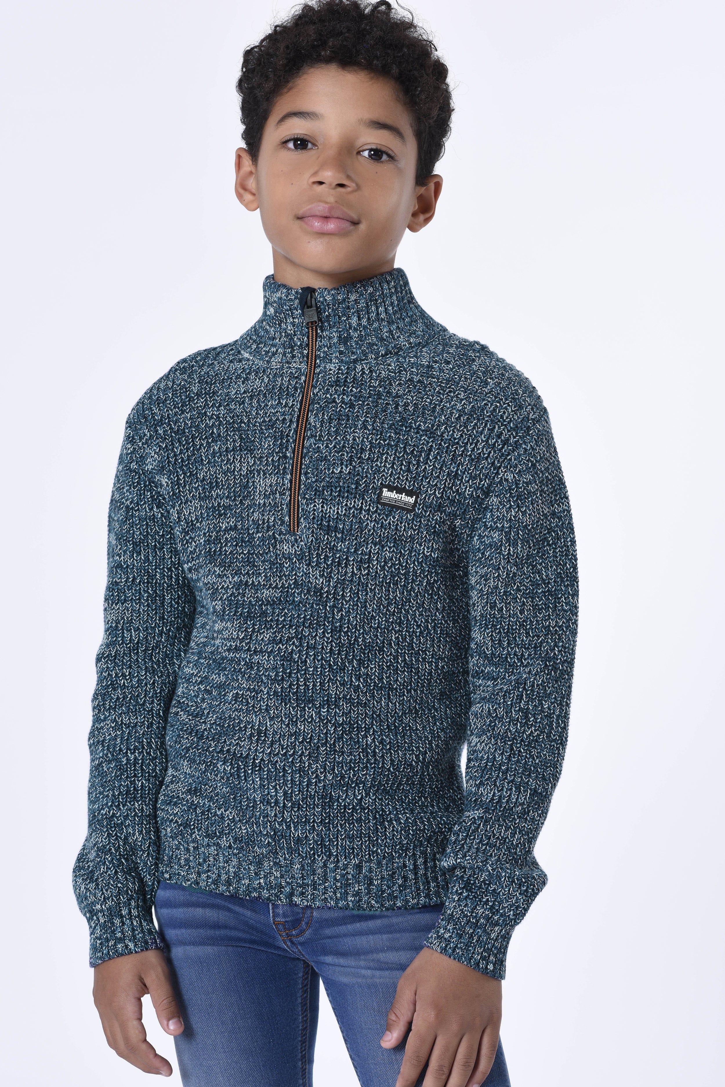 Timberland Boys Half Zip Jumper in Navy