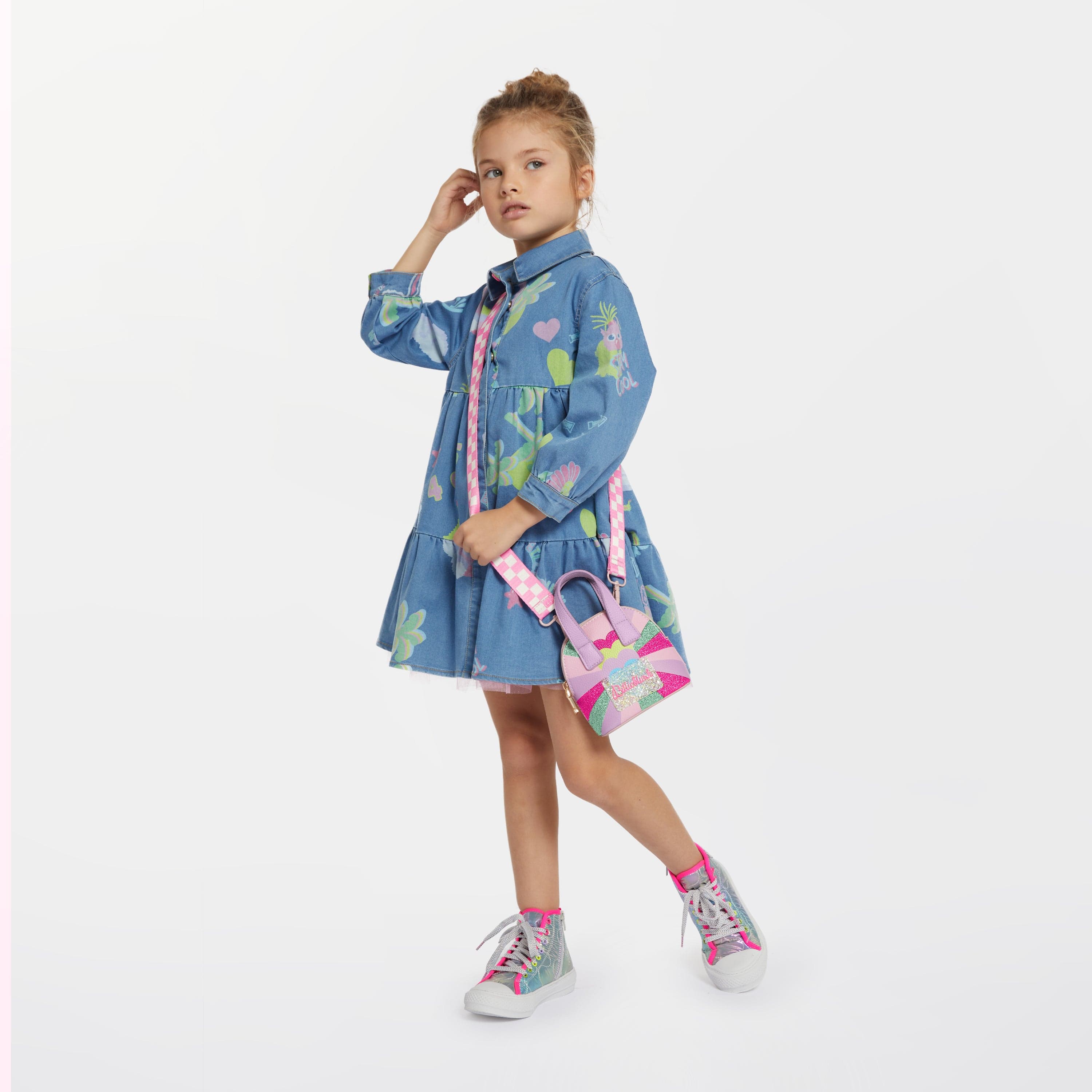 Billieblush Girls Imaginary World Denim Dress in Blue