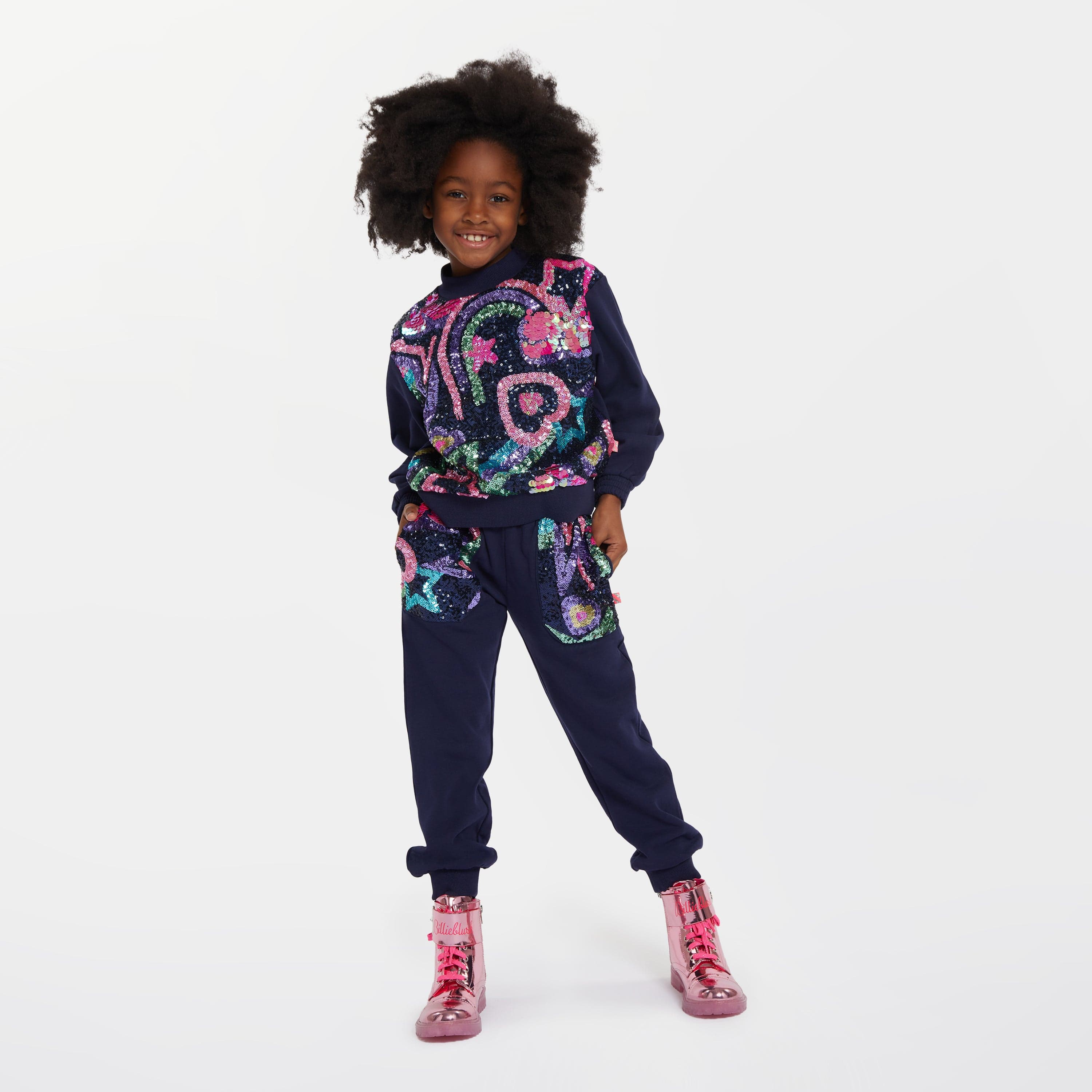 Billieblush Girls Sequins Sweatshirt in Navy